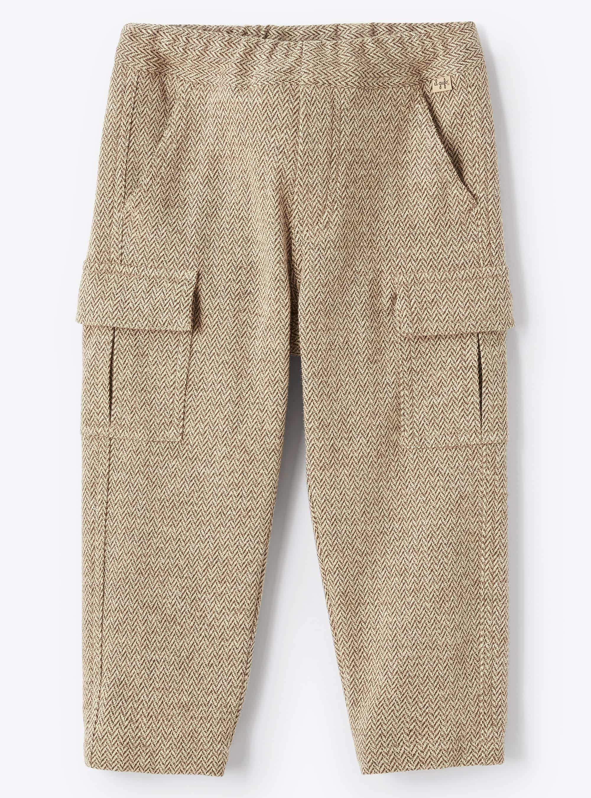 Cotton herringbone cargo trousers - Brown | Il Gufo