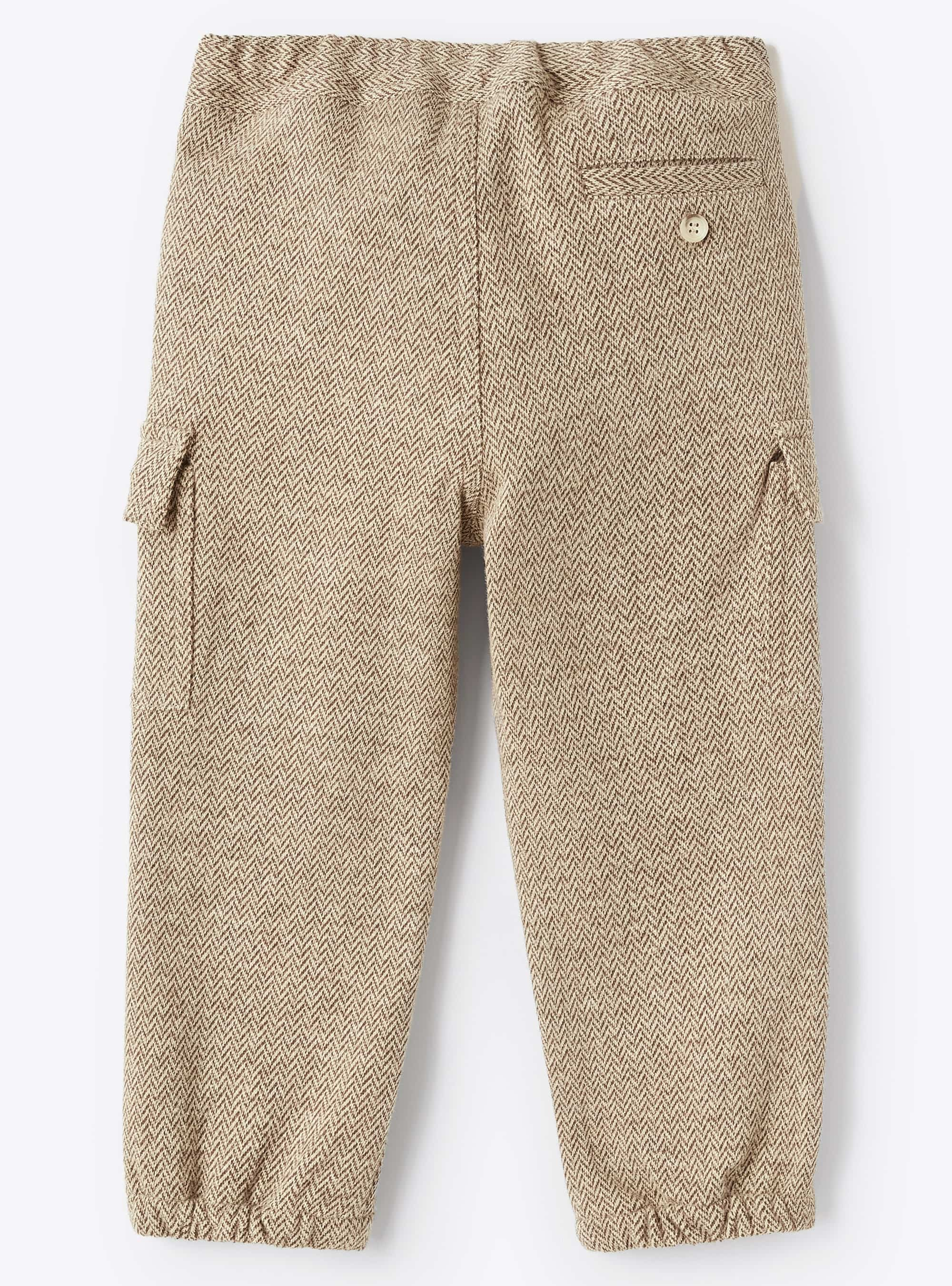 Cotton herringbone cargo trousers - Brown | Il Gufo