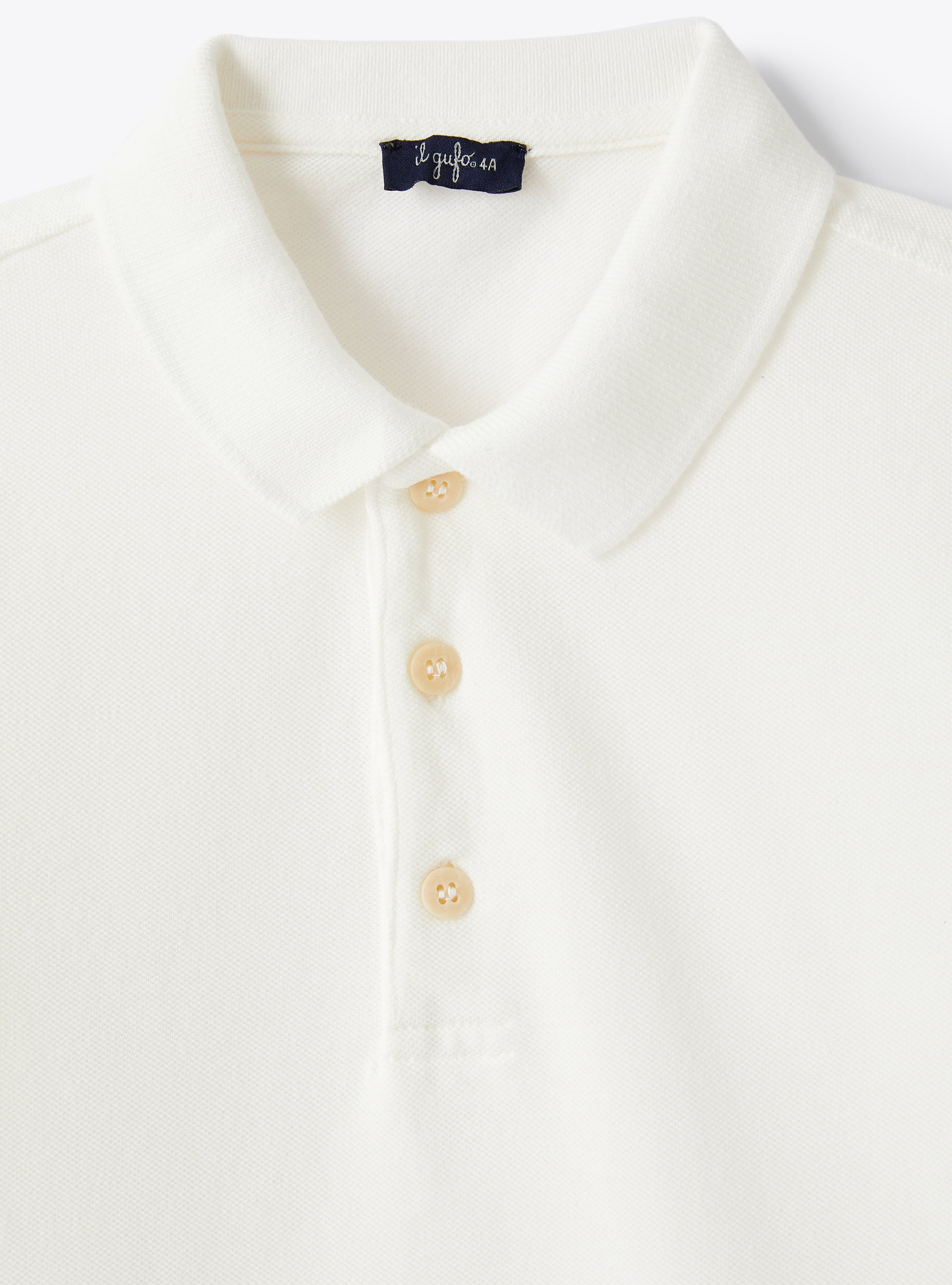 White cotton pique polo shirt - White | Il Gufo