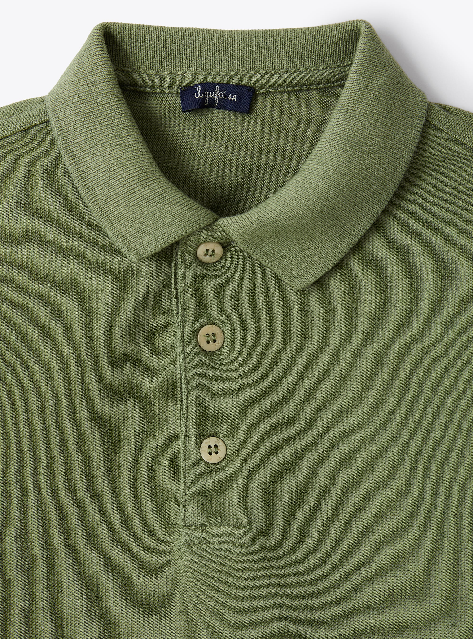 Green cotton pique polo shirt - Green | Il Gufo