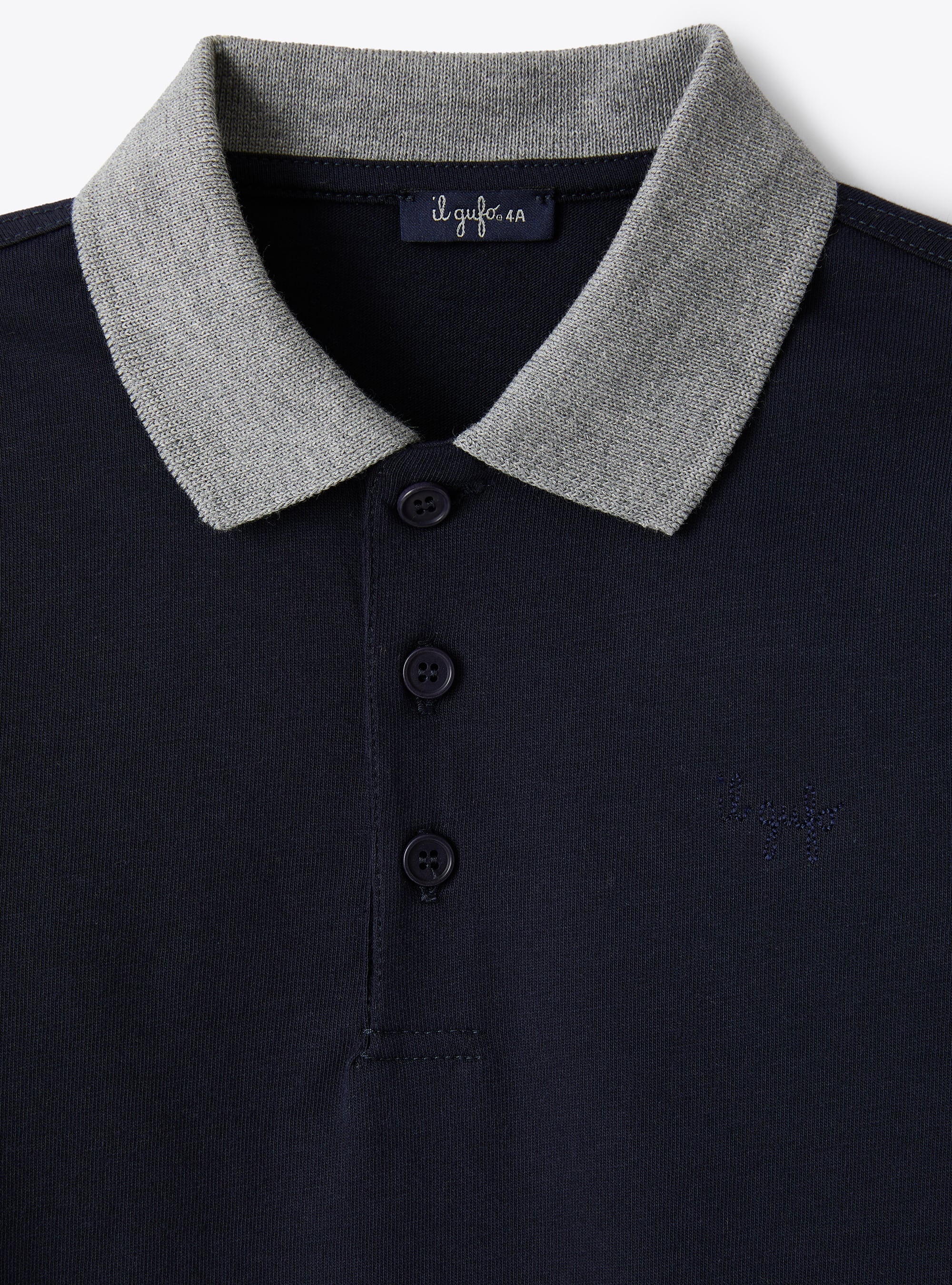 Classic polo shirt with contrast collar - Blue | Il Gufo