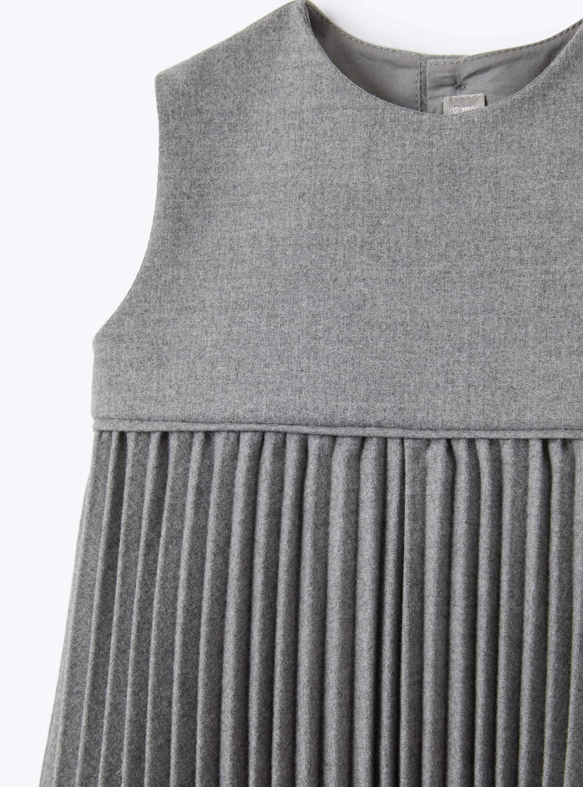 Pleated sleeveless dress - Grey | Il Gufo