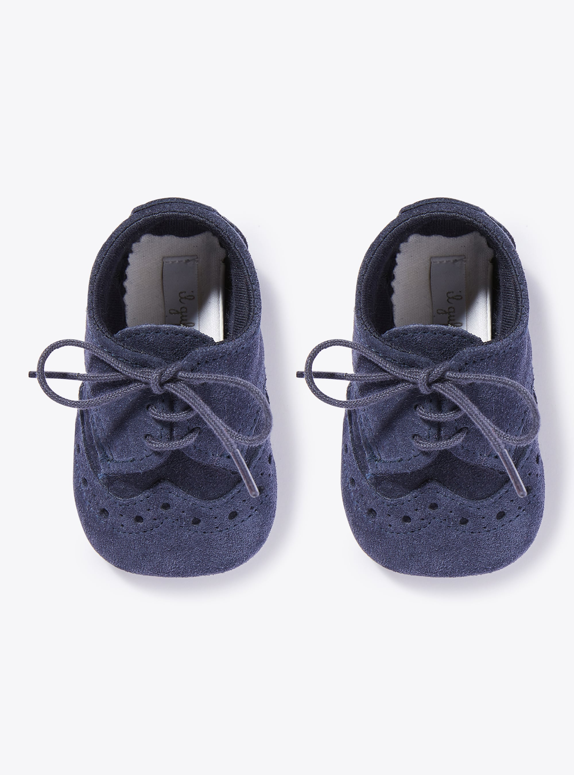 Baby suede lace-up shoes - Blue | Il Gufo
