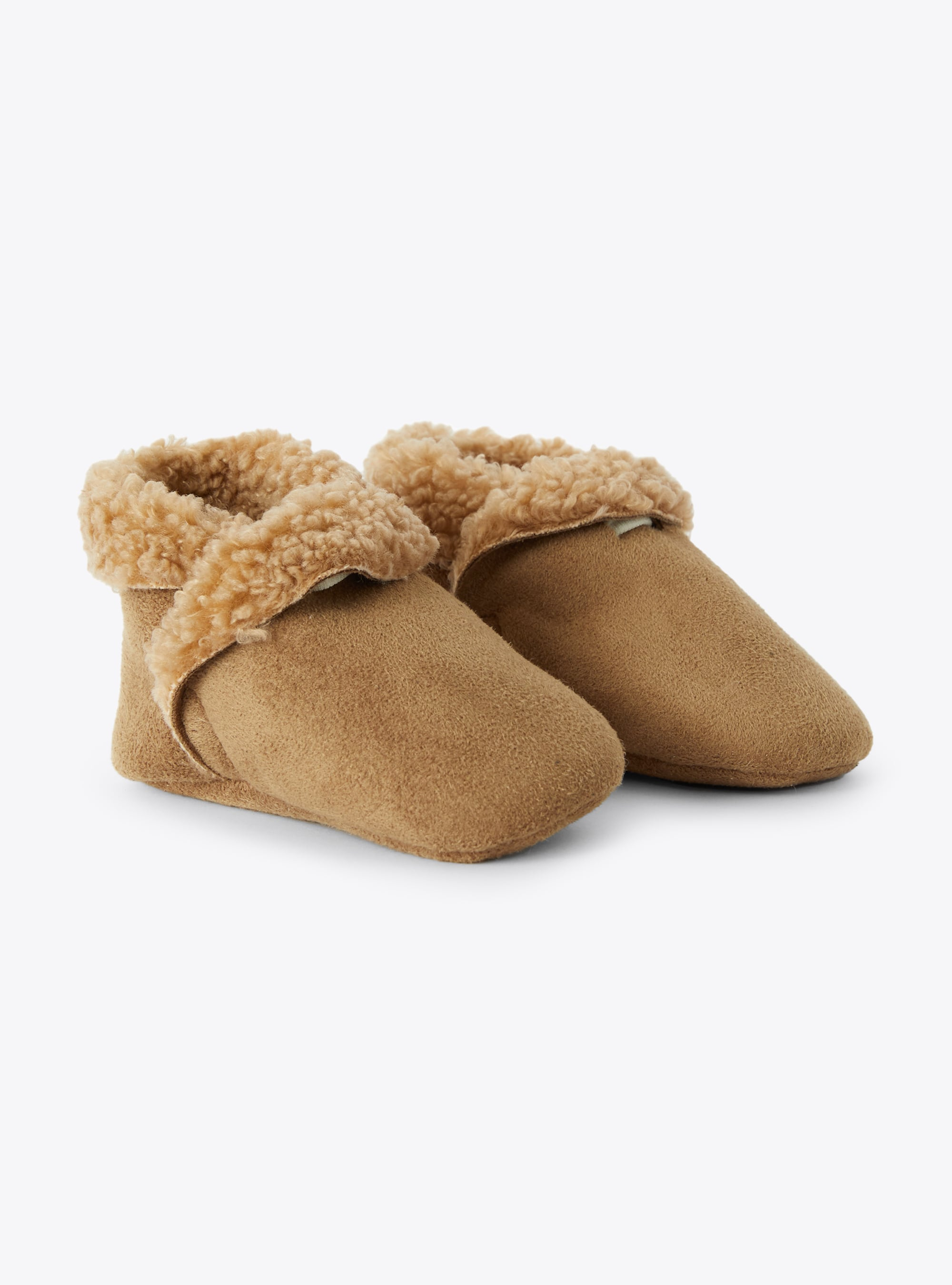 Faux shearling and teddy fleece booties - Brown | Il Gufo