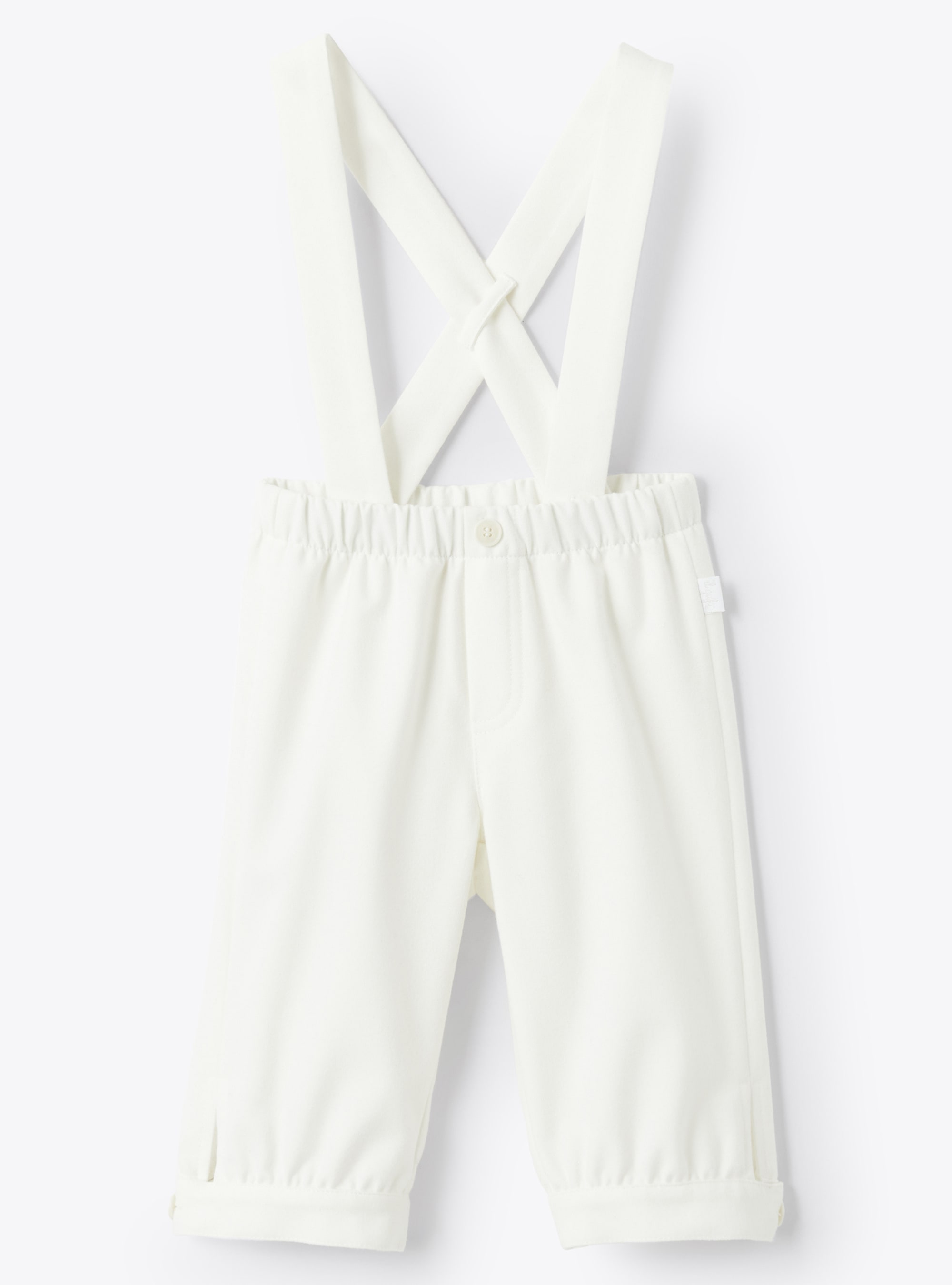 Salopette bianca con bretelle rimovibili - Pantaloni - Il Gufo