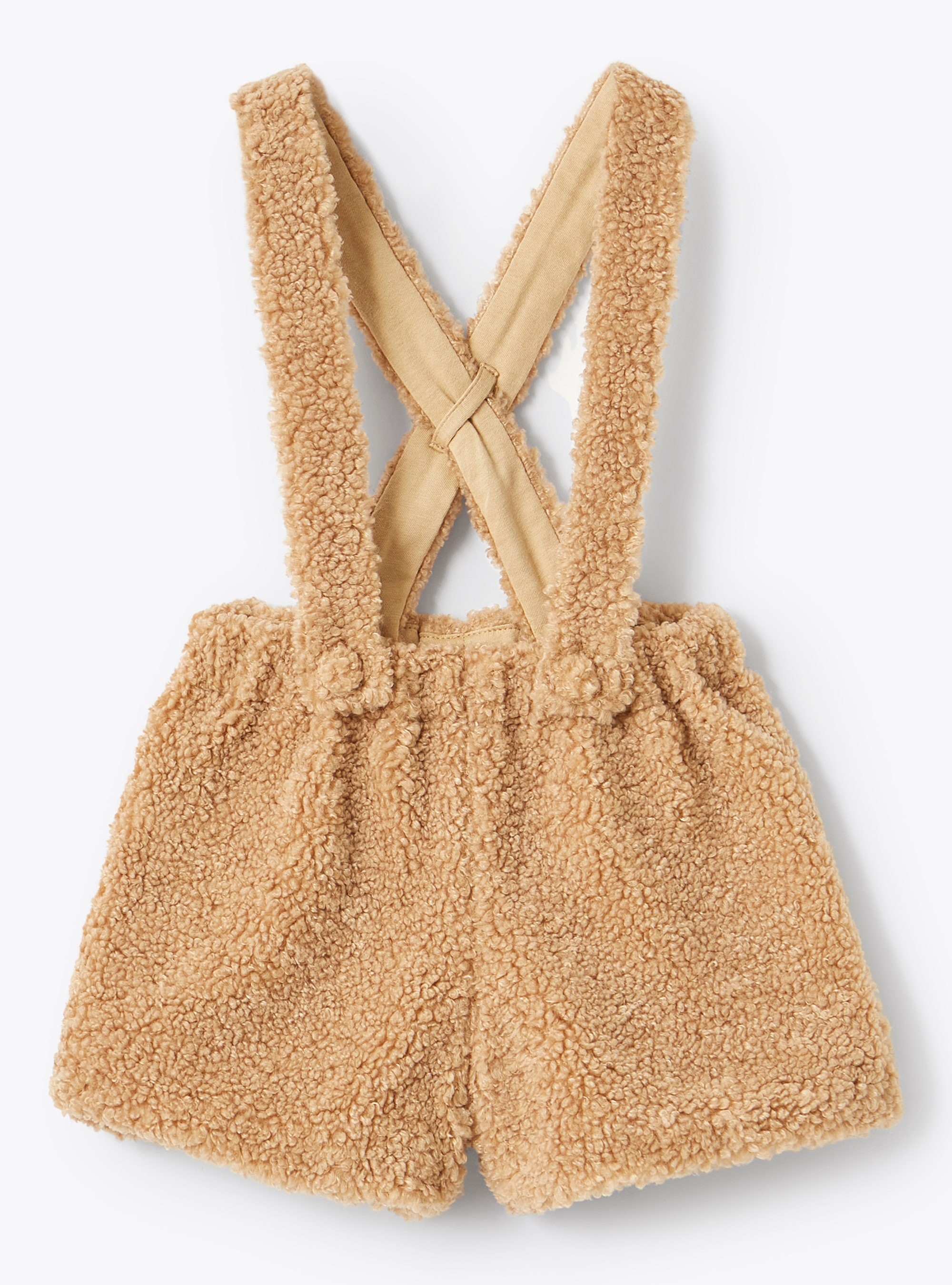 Hazel beige teddy fleece shorts with braces - Beige | Il Gufo
