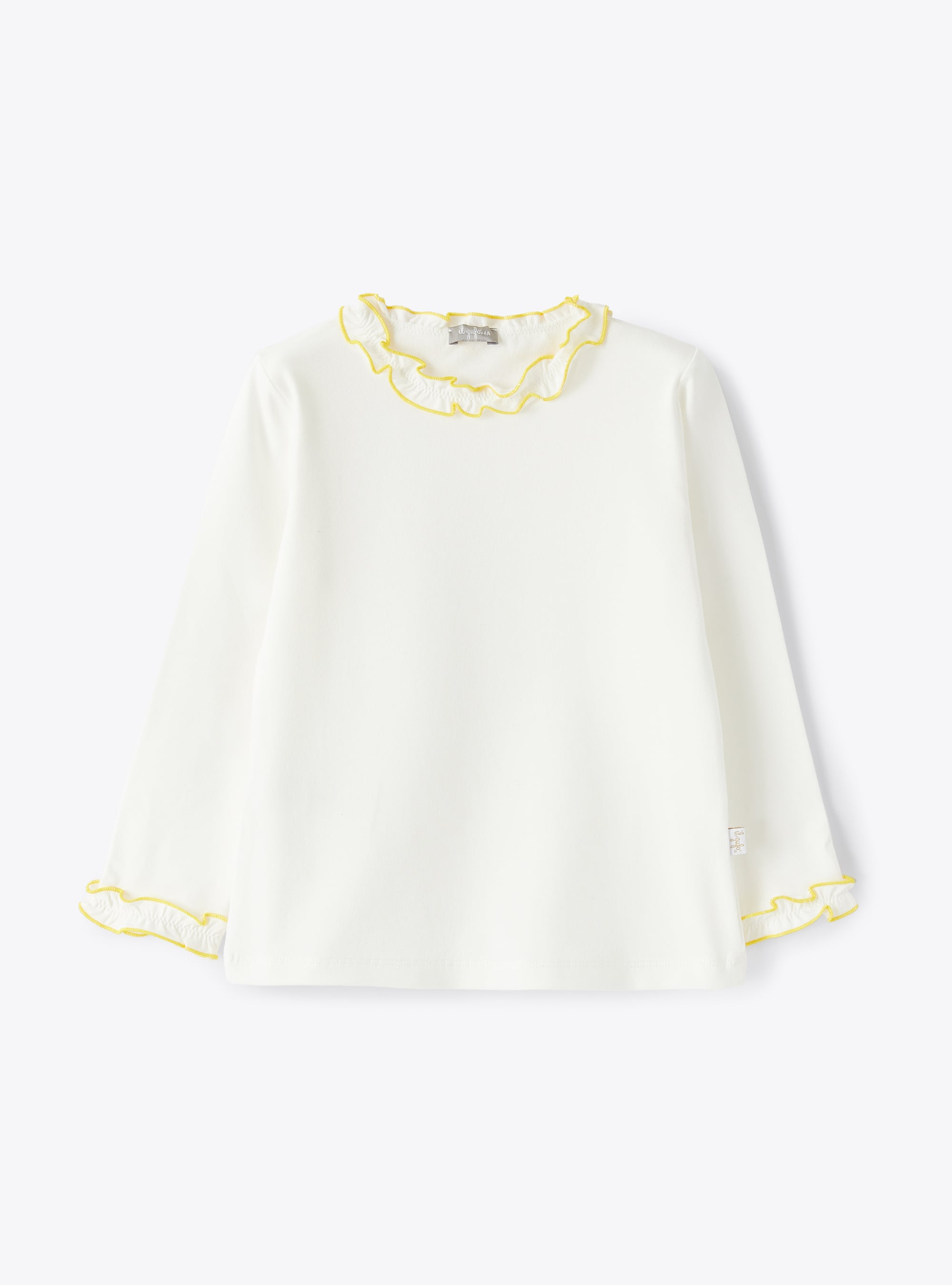 T-shirt blanc lait avec ruché de couleur contrastée - T-shirts - Il Gufo