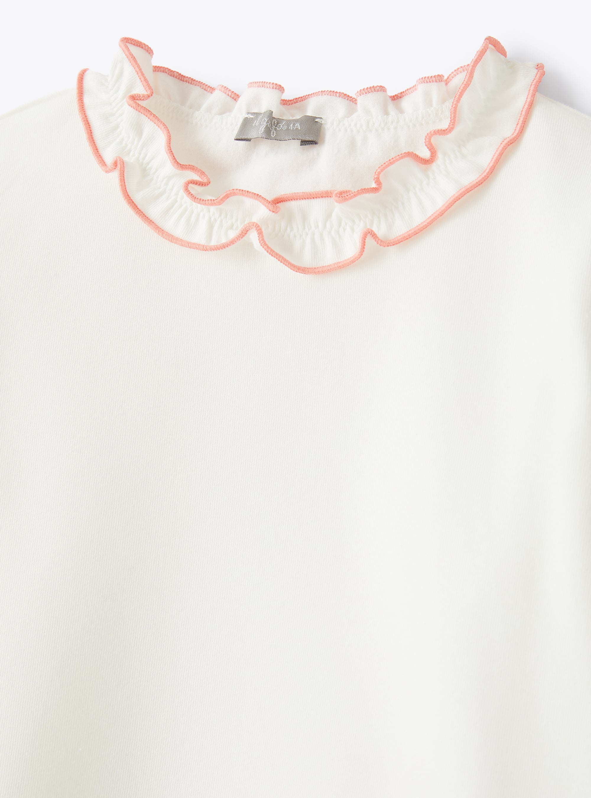 Молочно-белая футболка с контрастными рюшами - БЕЛЫЙ | Il Gufo