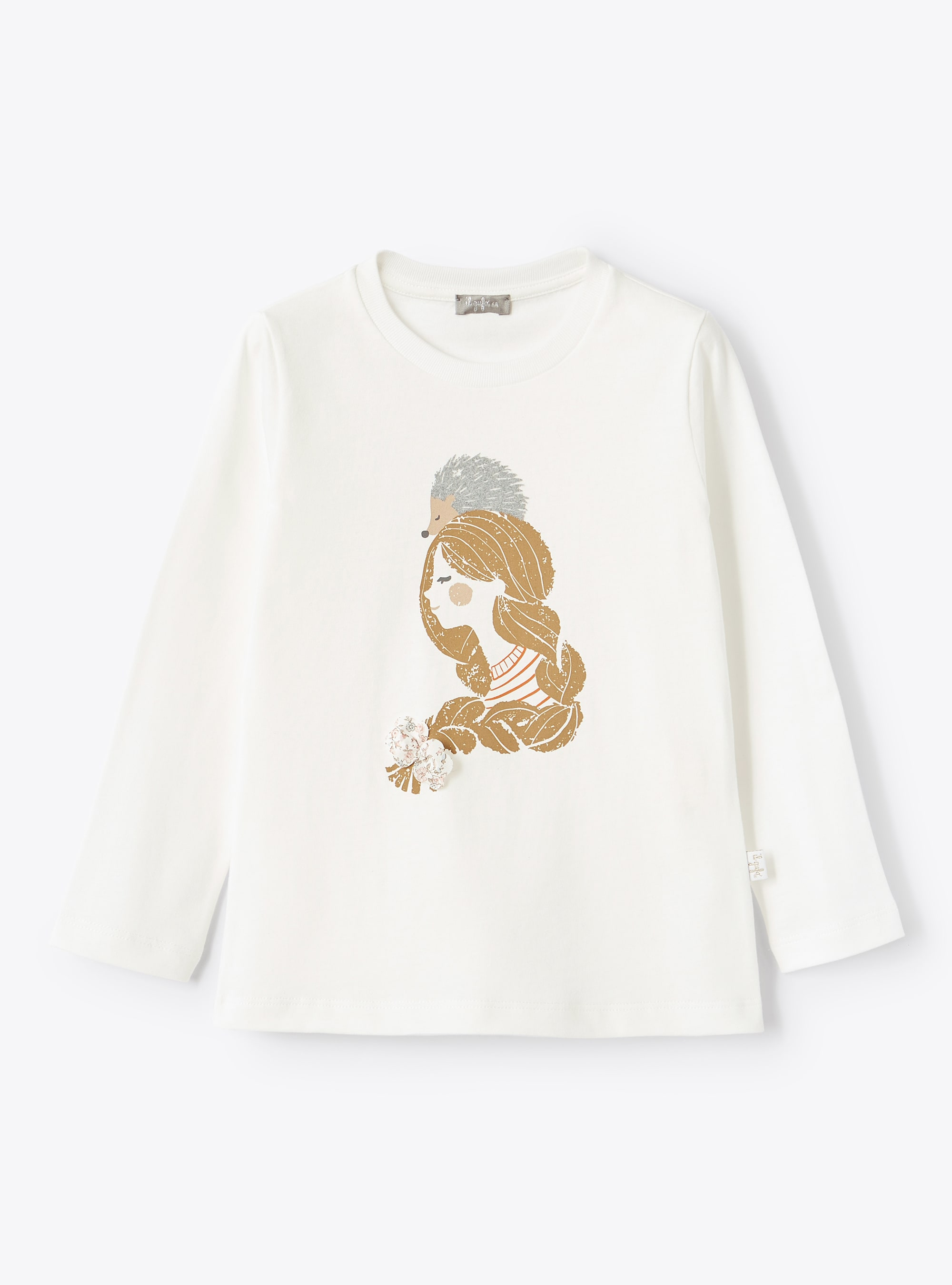 T-shirt en jersey avec petite fille imprimée - T-shirts - Il Gufo