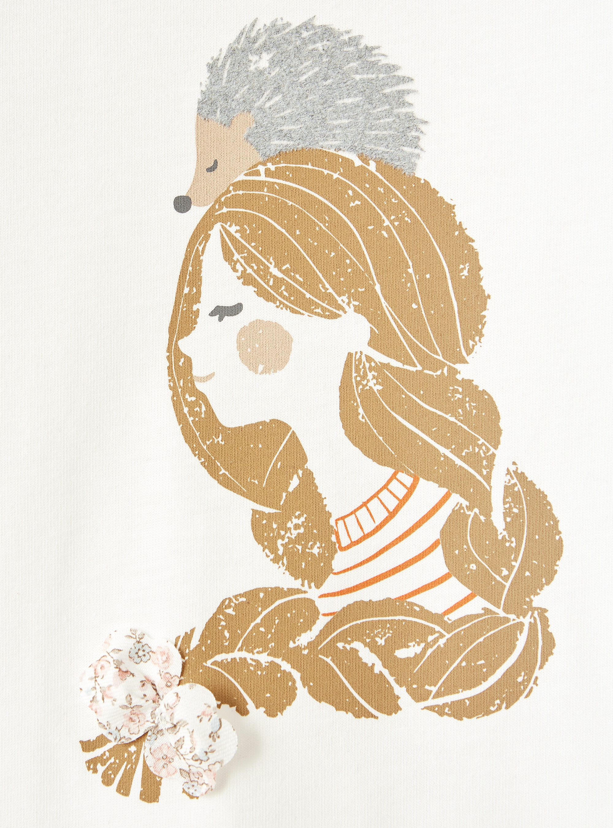 Jerseyshirt mit aufgedrucktem Mädchen - Weiss | Il Gufo
