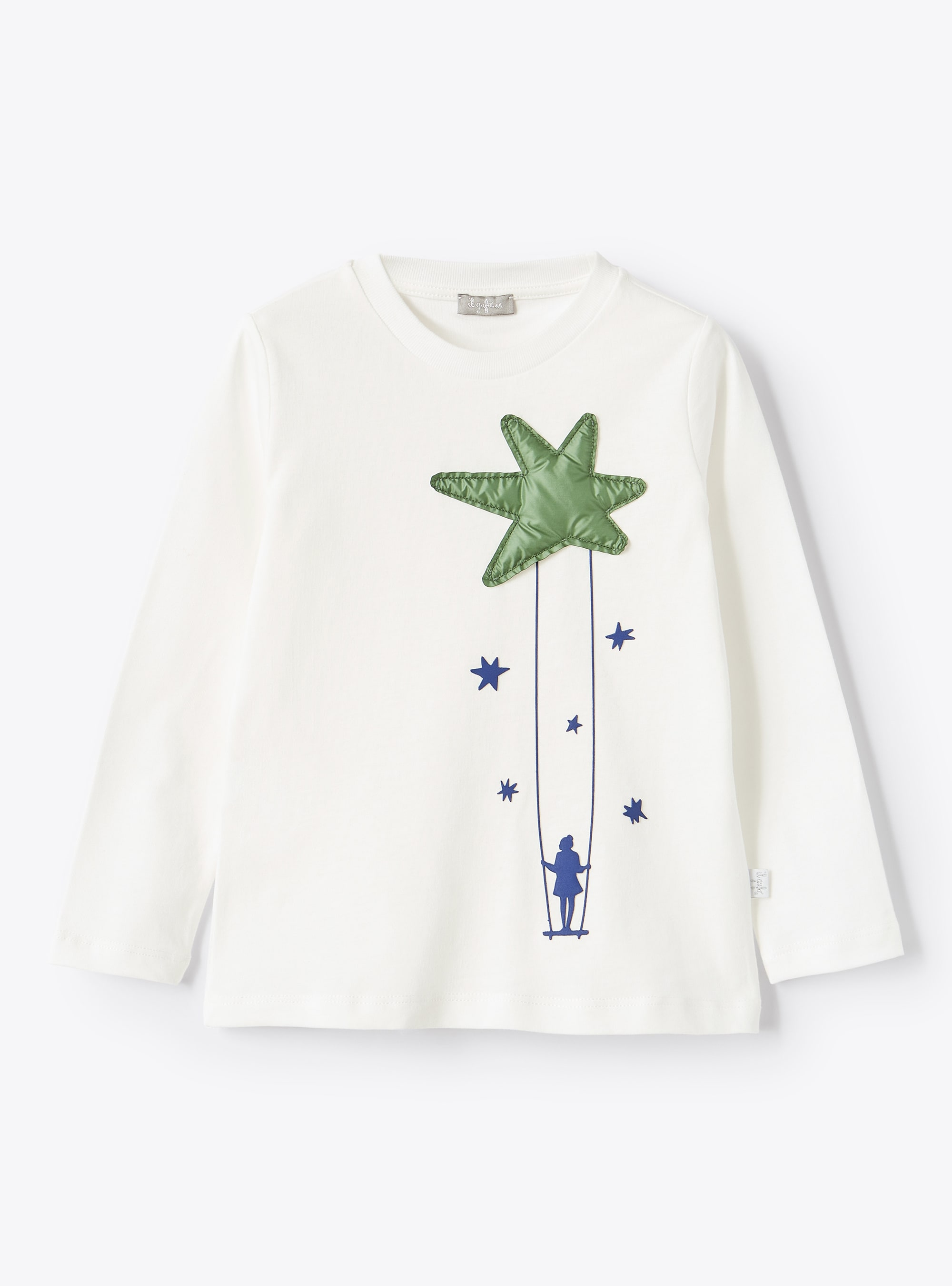 Green star appliqué top - T-shirts - Il Gufo