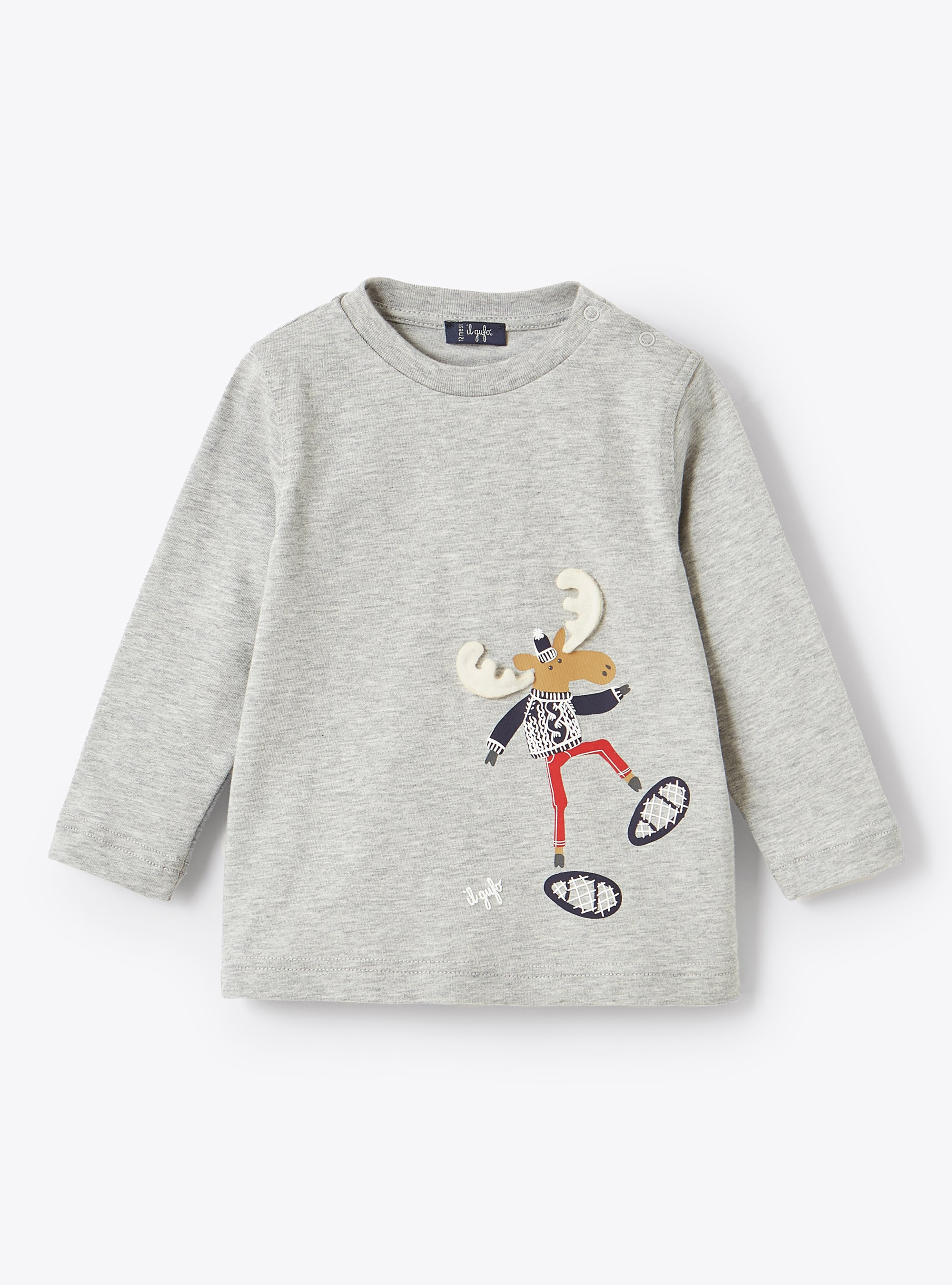 Reindeer grey jersey top - T-shirts - Il Gufo
