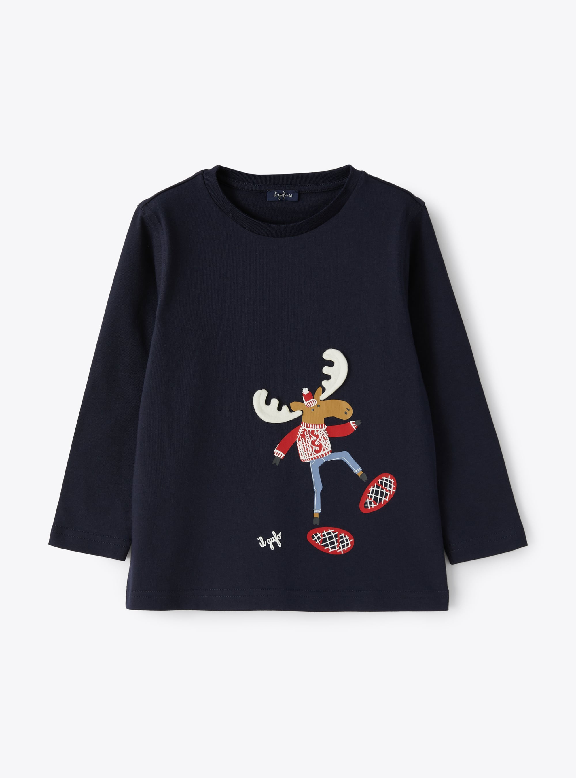 Reindeer navy jersey top - T-shirts - Il Gufo