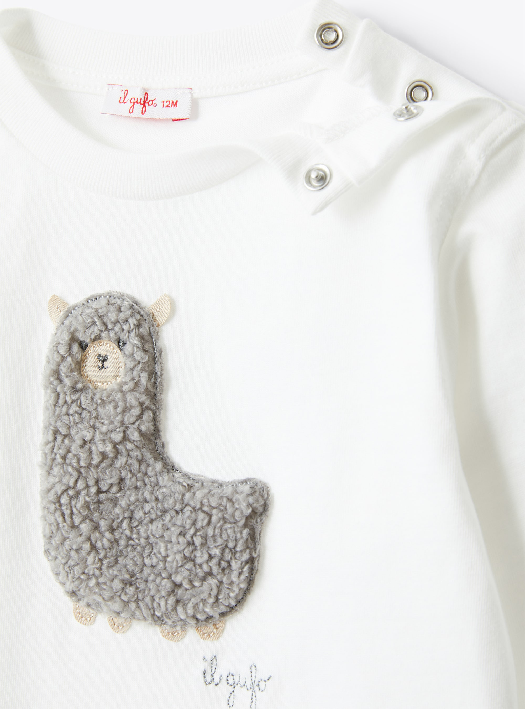 Teddy fleece alpaca jersey T-shirt - White | Il Gufo
