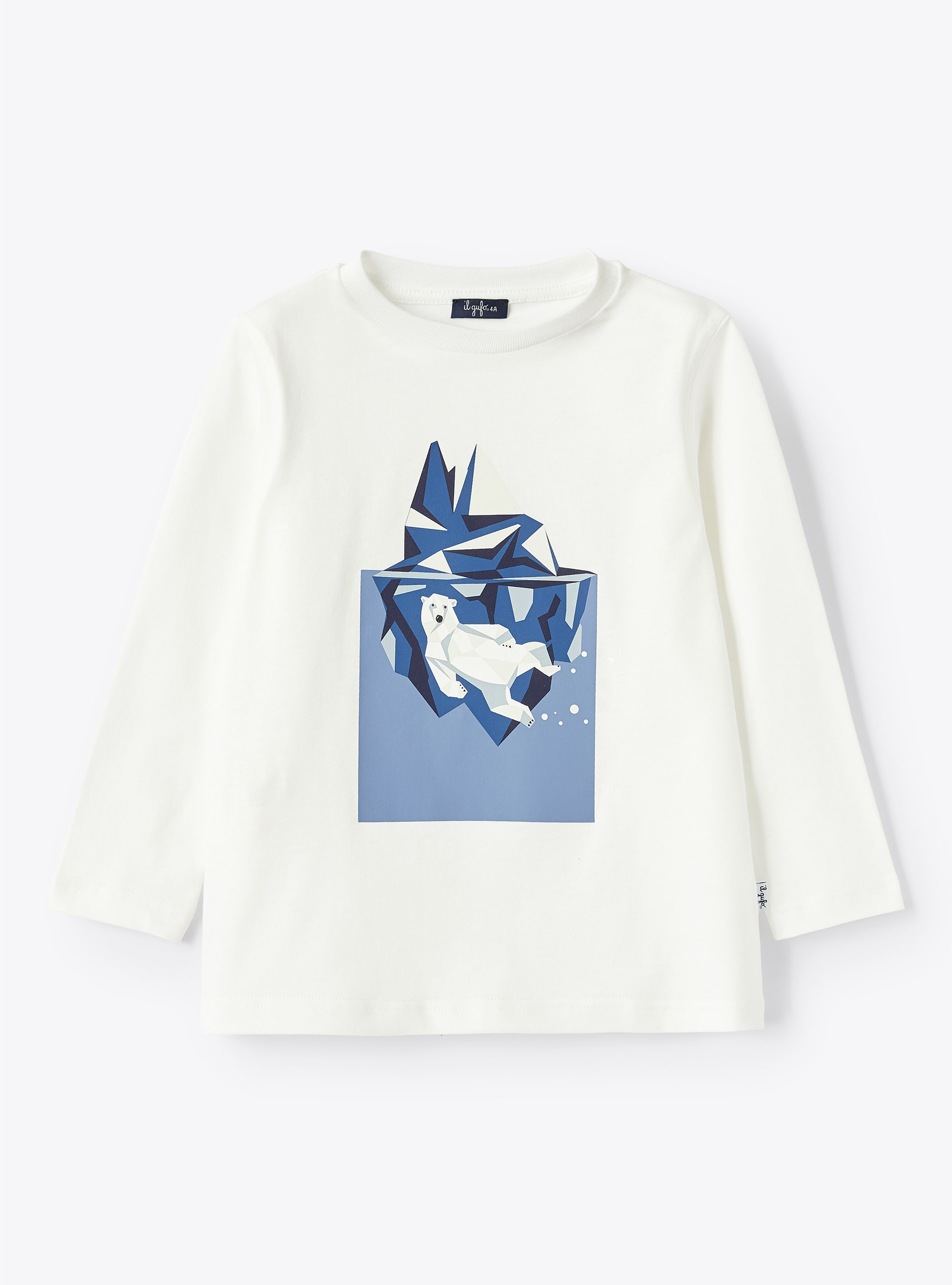 T-Shirt mit geometrischem Eisbär - Weiss | Il Gufo