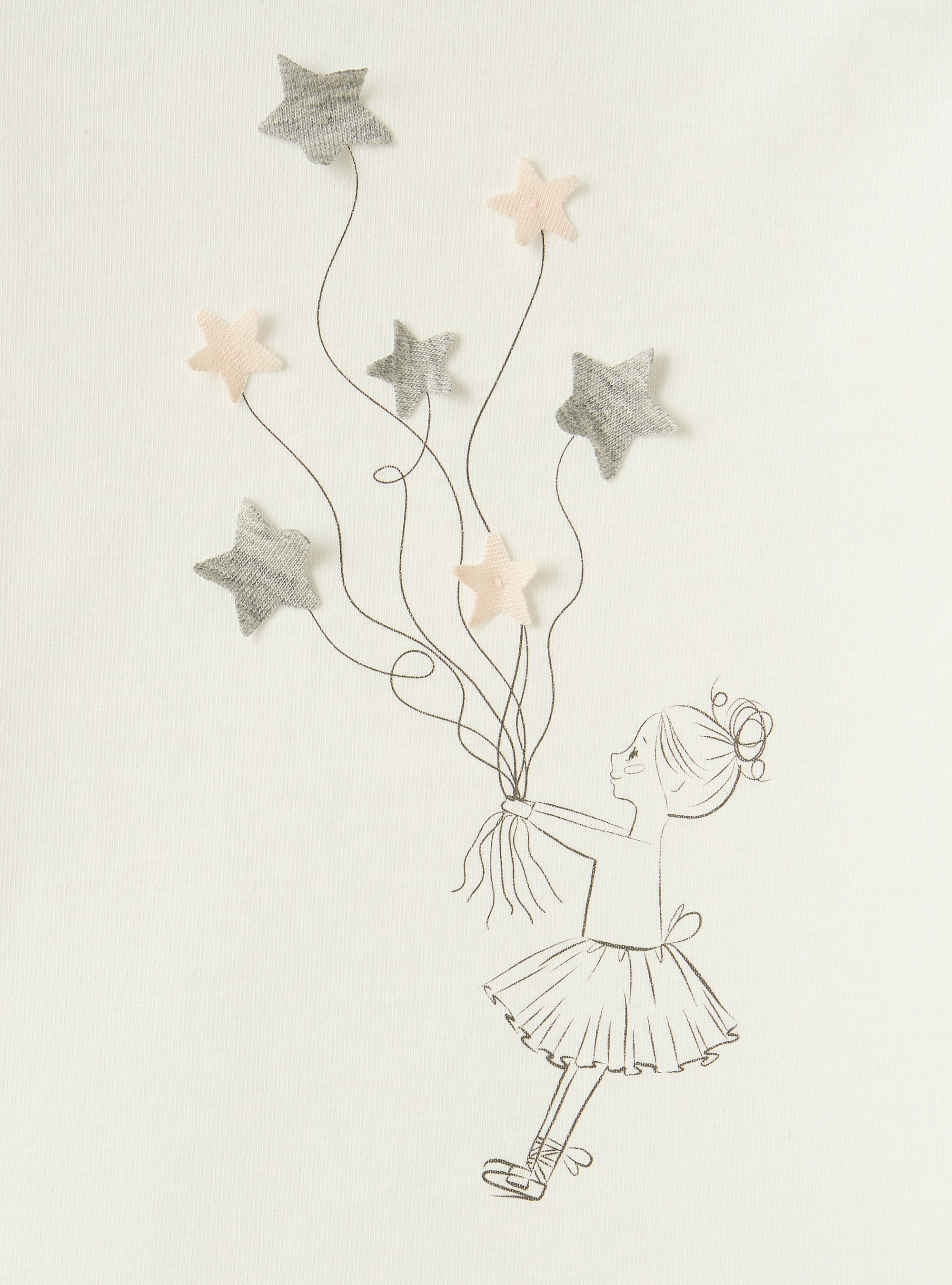 T-shirt avec danseuse et petites étoiles - Blanc | Il Gufo