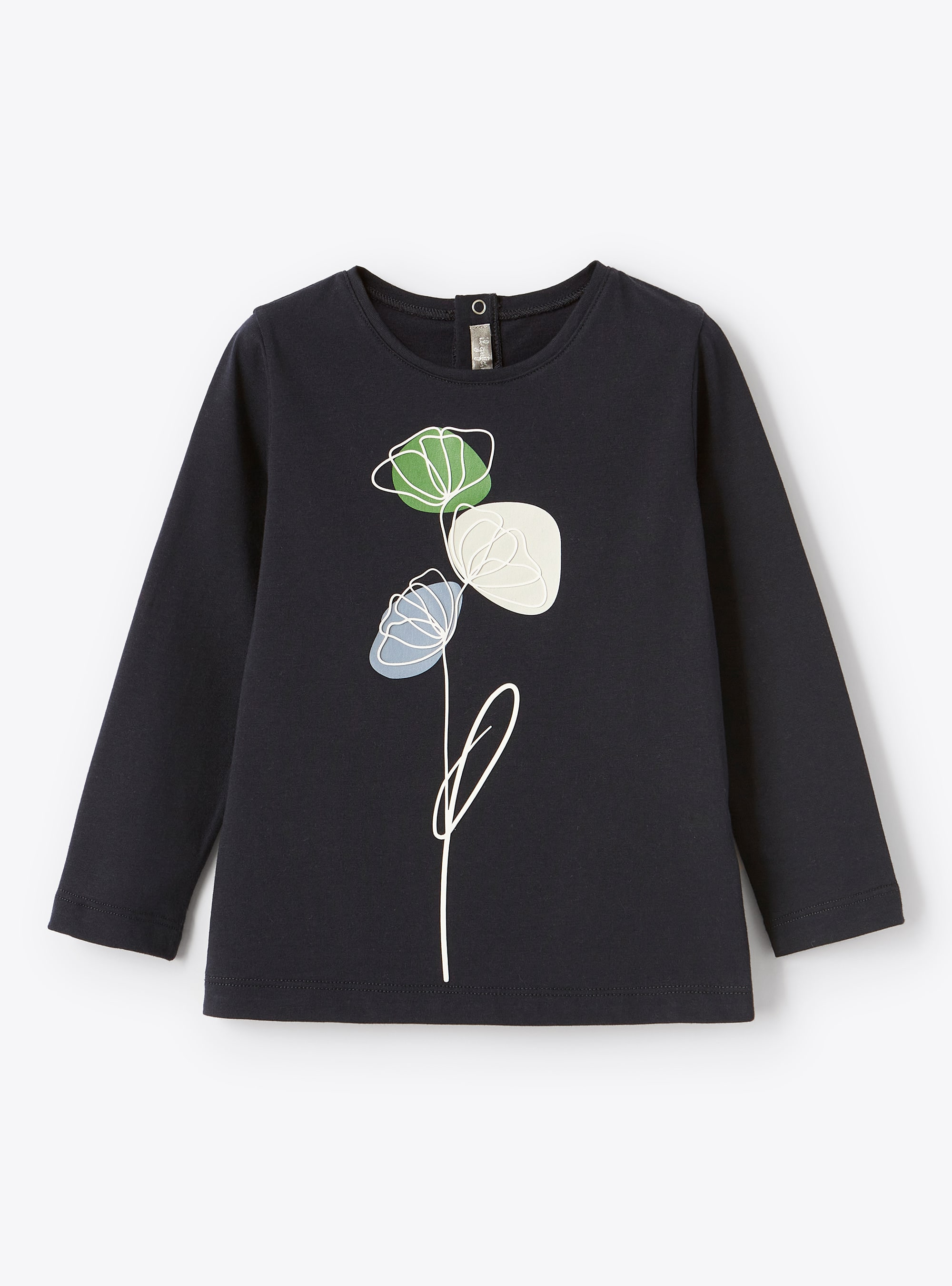 Flower print with rubberised details T-shirt - Blue | Il Gufo