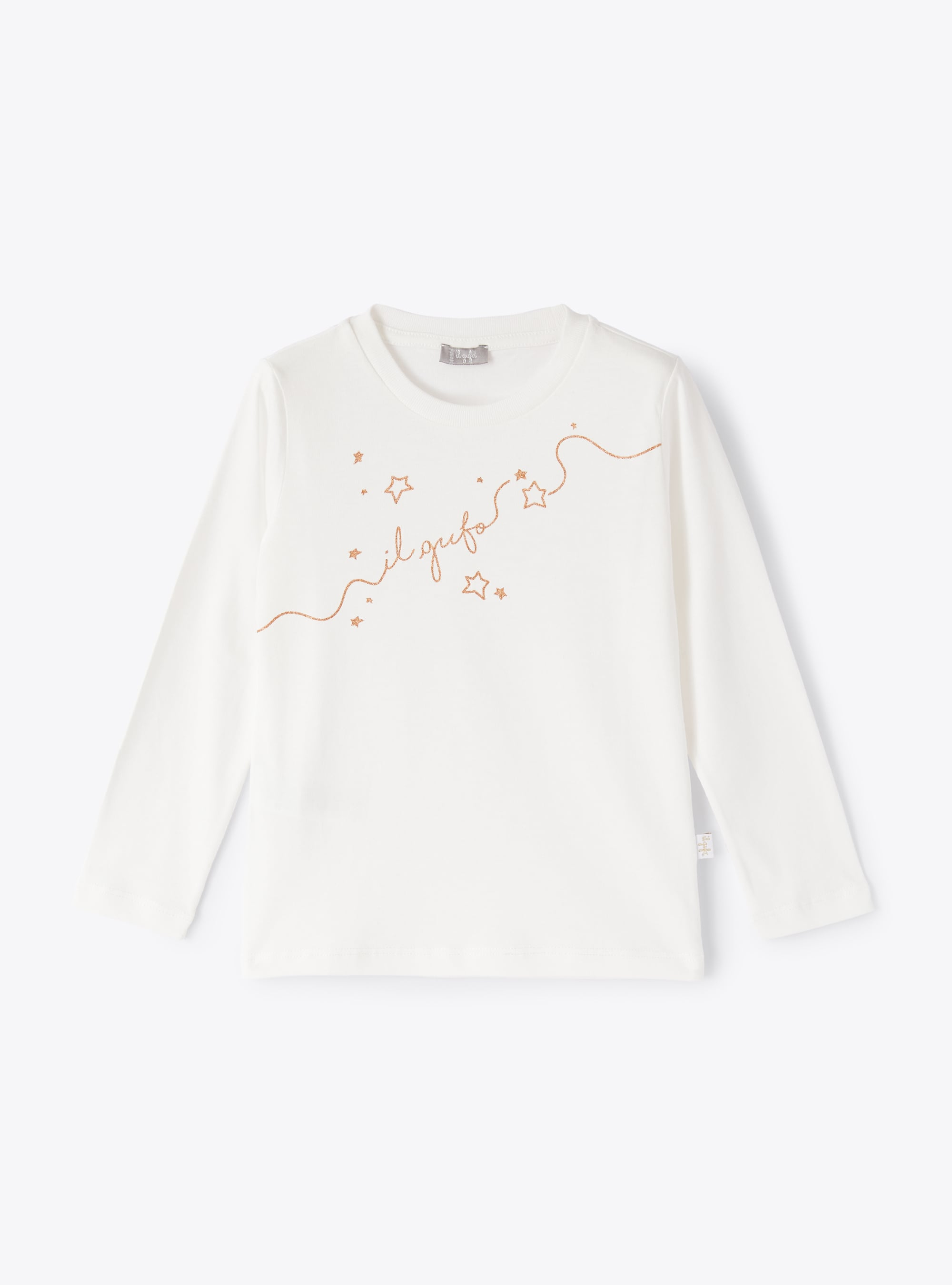 Glittery logo print T-shirt - White | Il Gufo