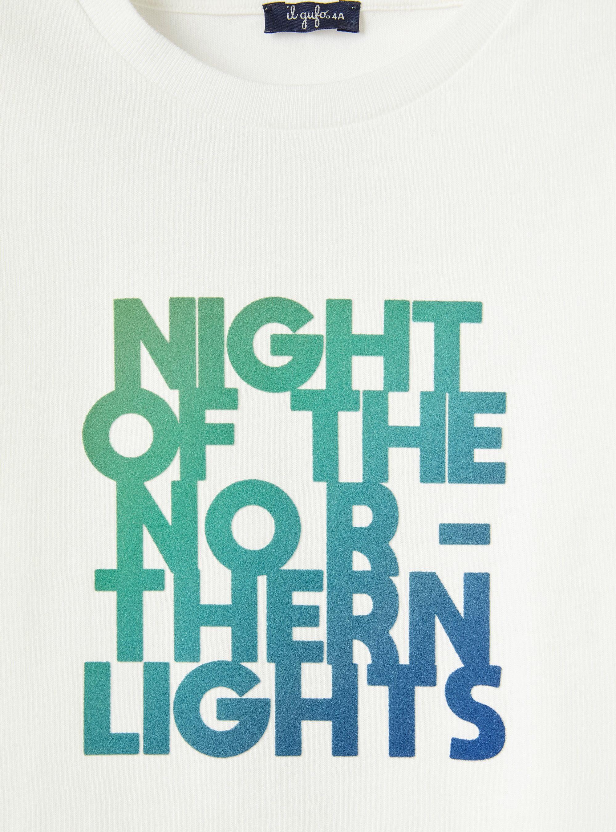 T-Shirt mit aufgedrucktem Satz in Farbverlauf - Weiss | Il Gufo