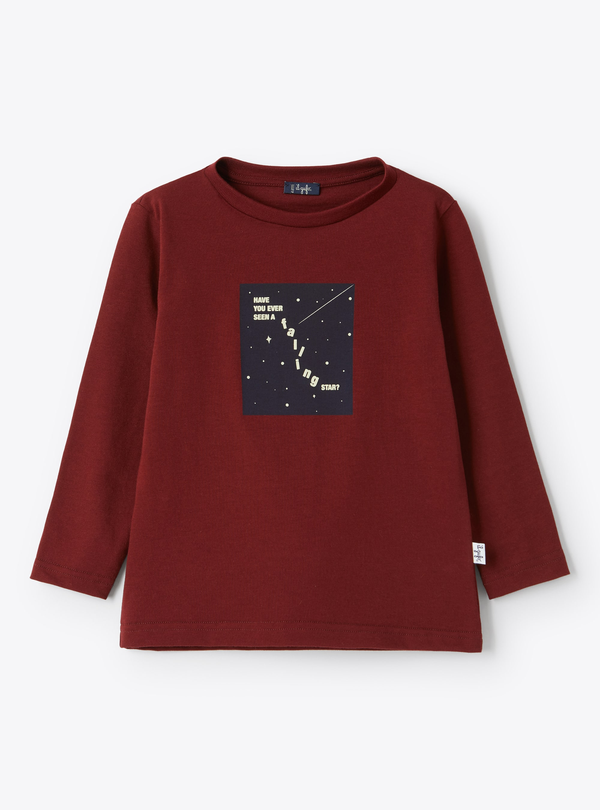 T-shirt bordeaux con stampa cielo stellato - Rosso | Il Gufo