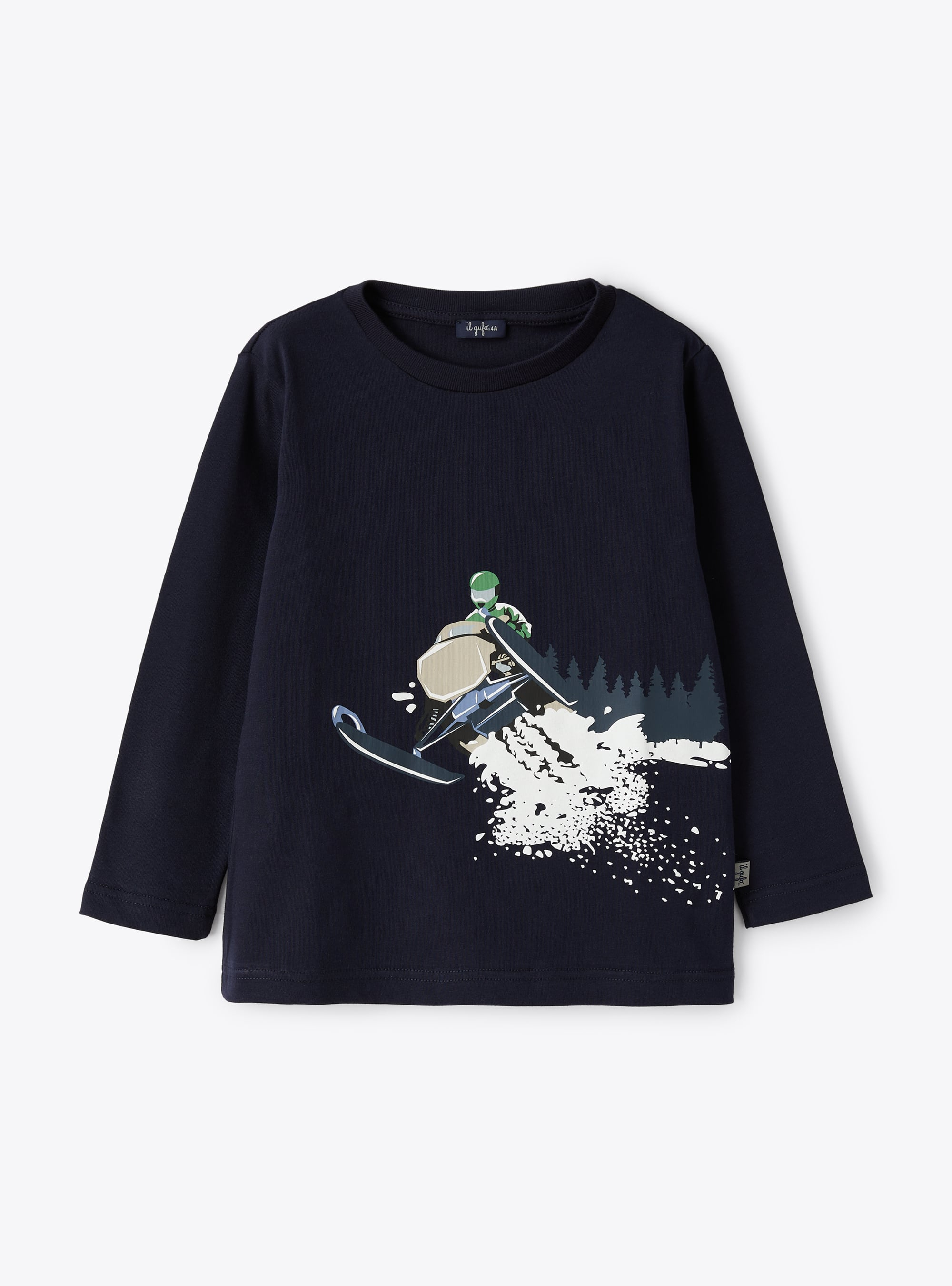 Dunkelblaues T-Shirt mit Schneemobilaufdruck - T-shirts - Il Gufo