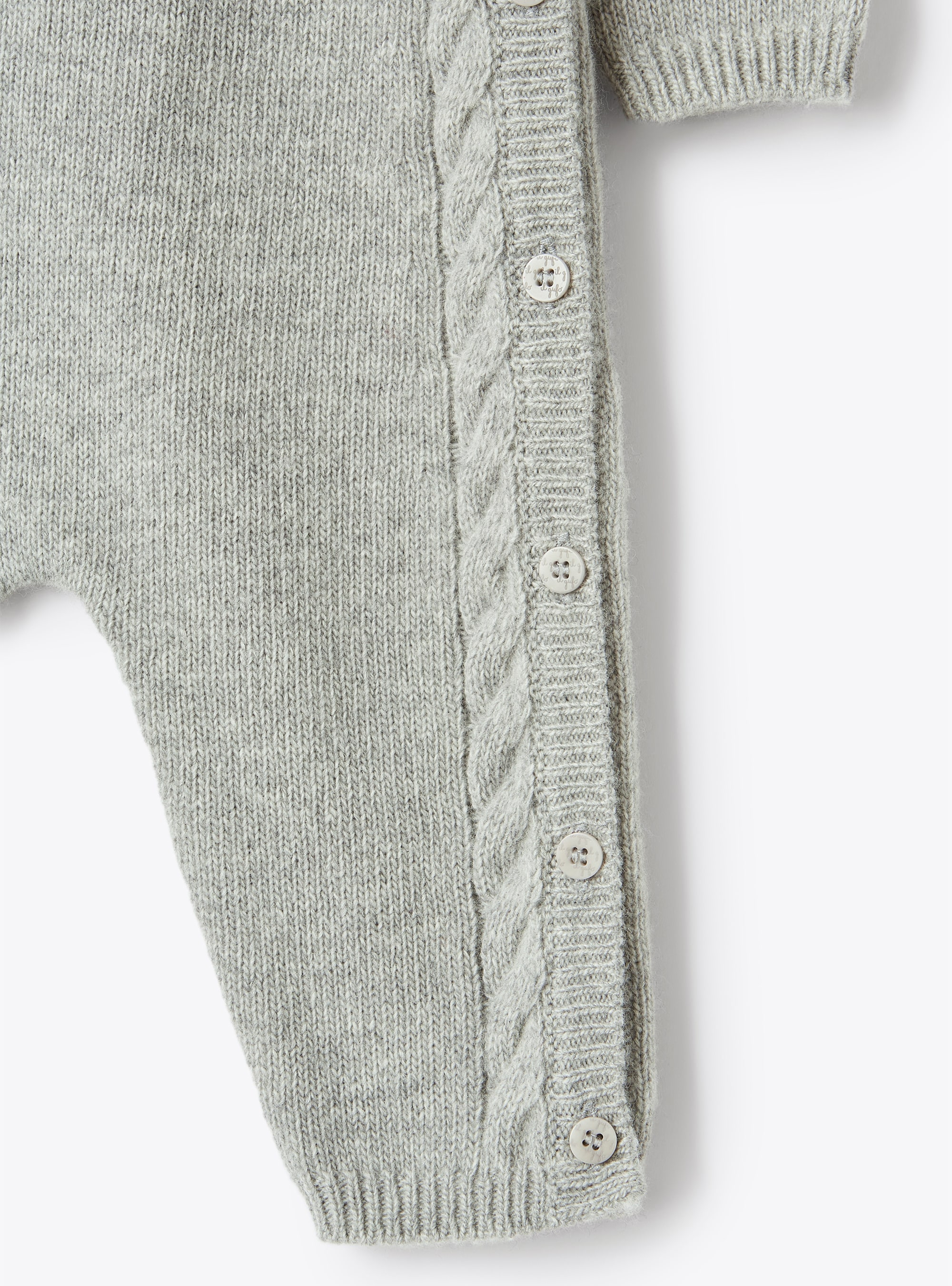 Grey wool playsuit with cable detail - Grey | Il Gufo