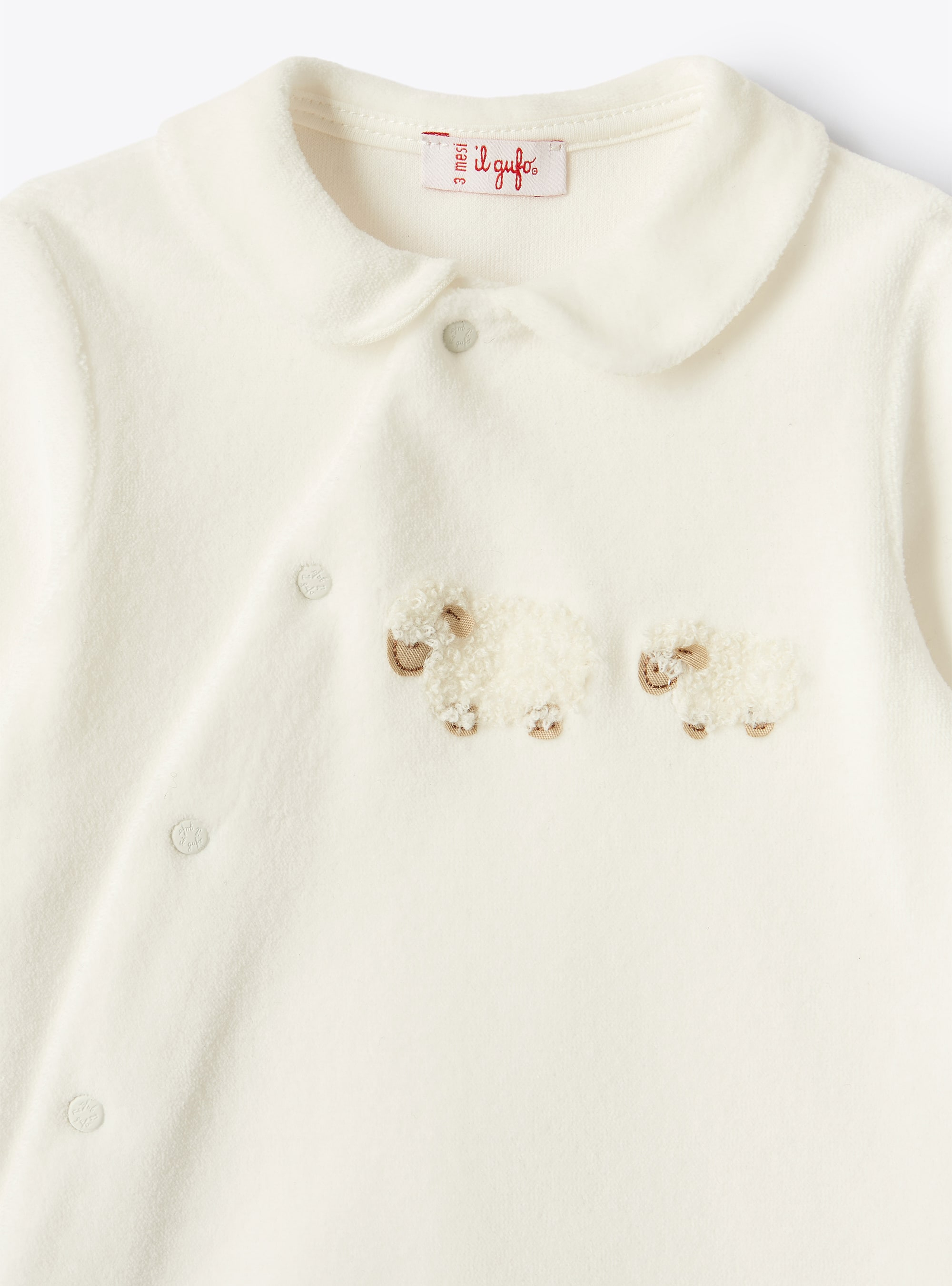 Chenille babysuit with sheep - White | Il Gufo