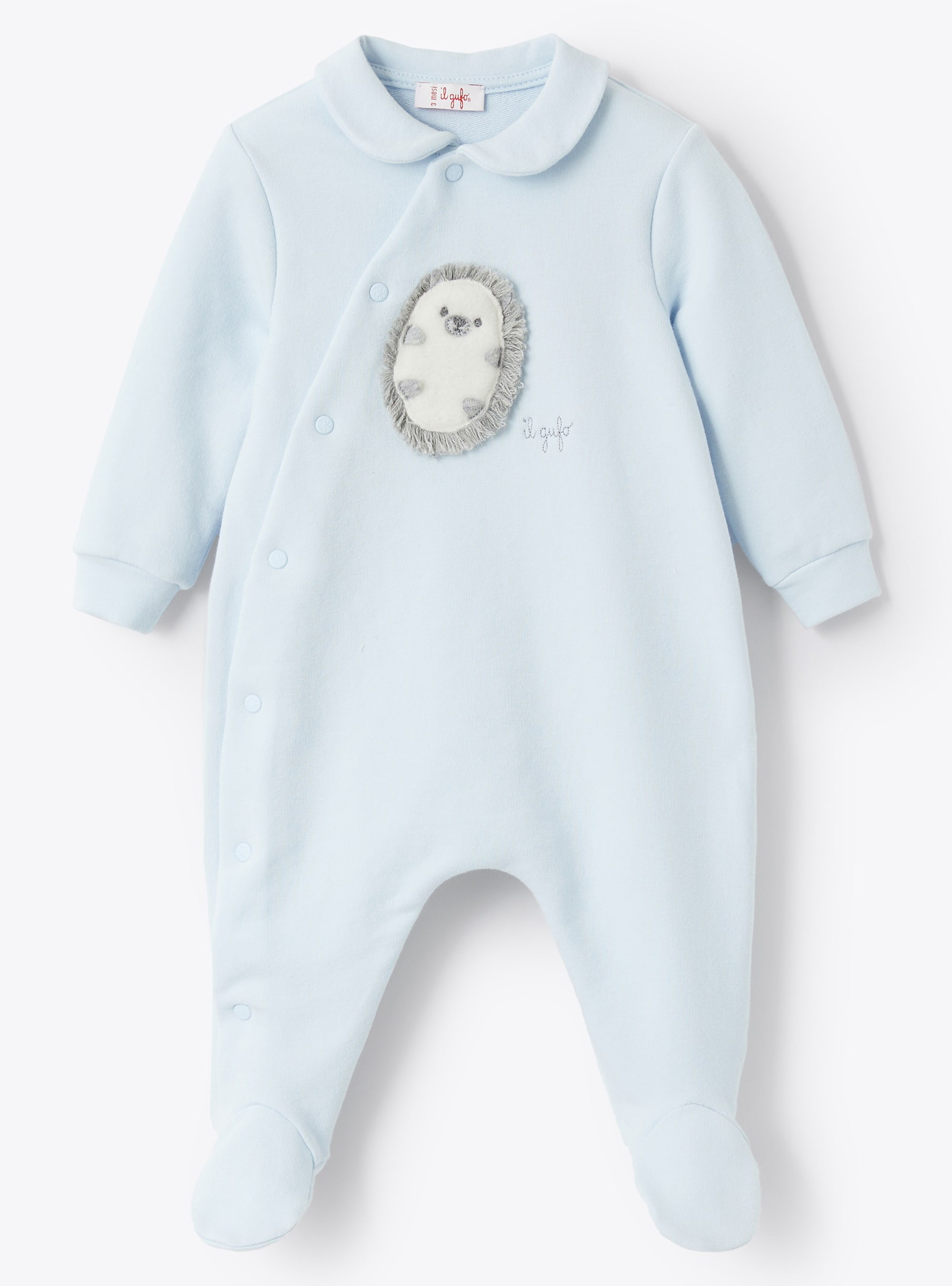 Light blue babysuit with hedgehog embroidery - Babygrows - Il Gufo