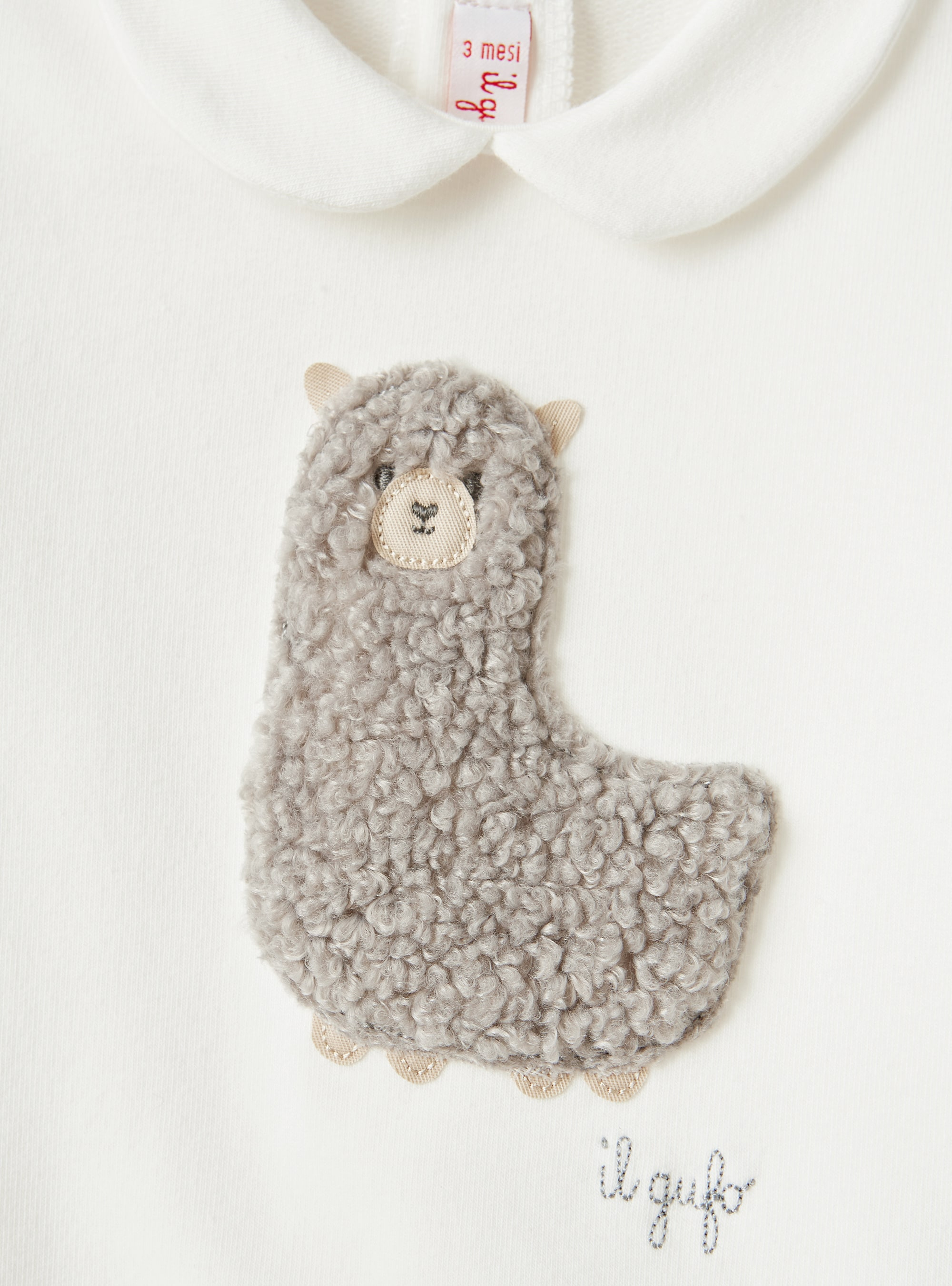 Fleece babysuit with teddy fleece alpaca - White | Il Gufo