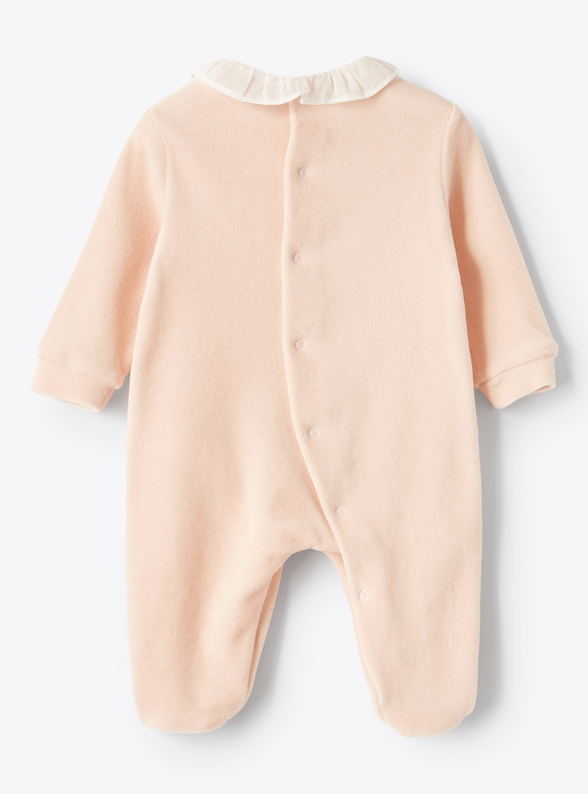 Pink chenille babysuit with ruffle - Pink | Il Gufo