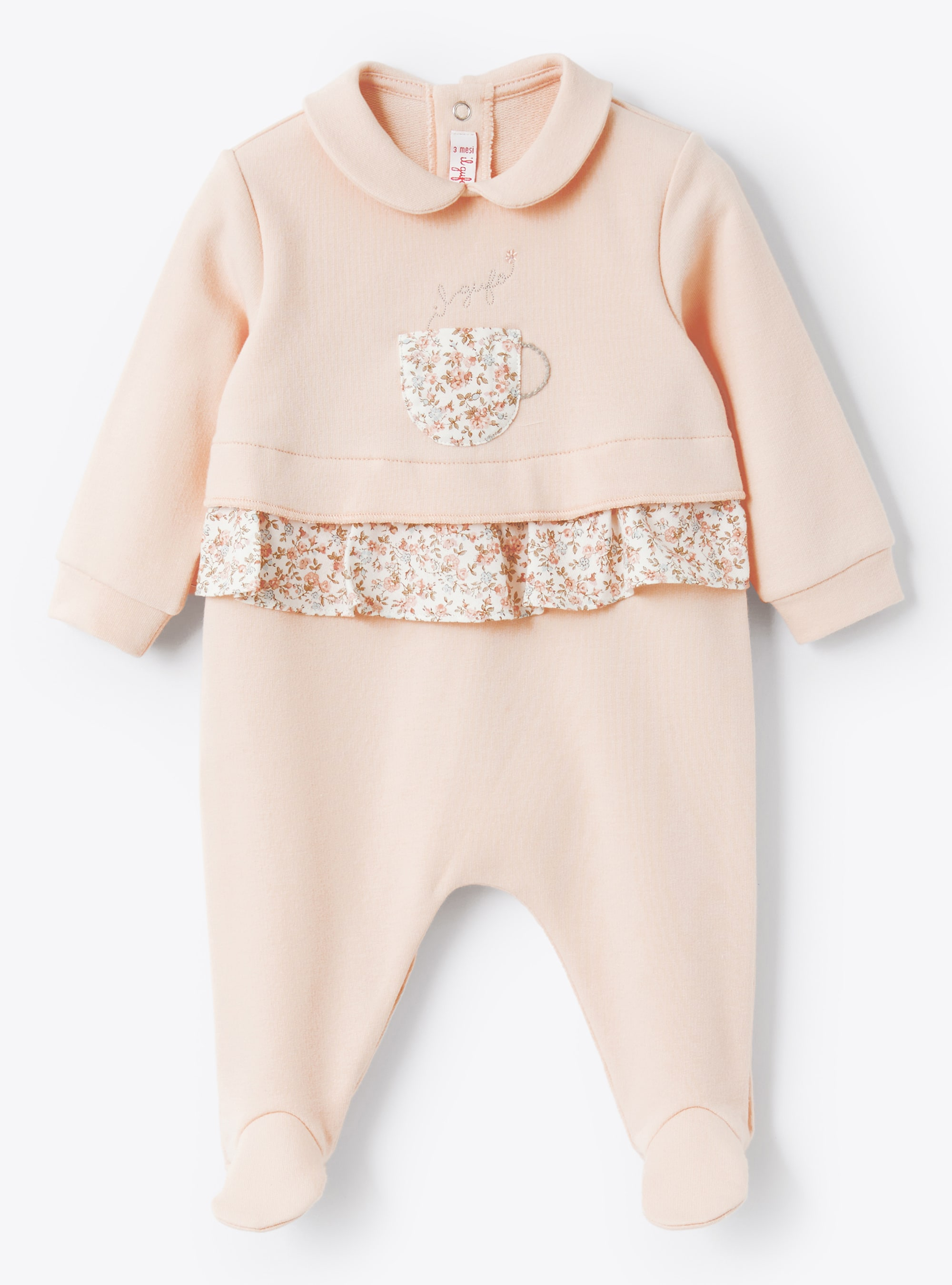 Fleece babysuit with floral print details - Babygrows - Il Gufo