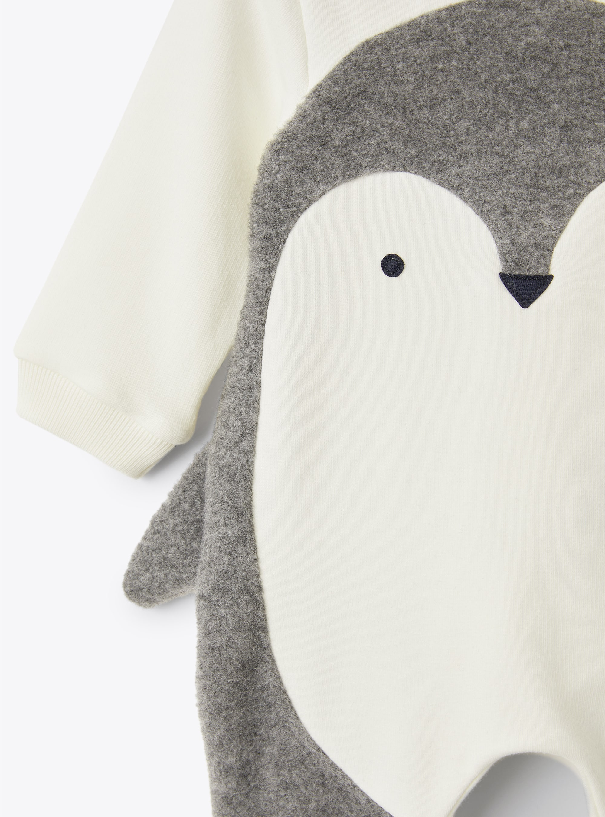 White babysuit with penguin - White | Il Gufo