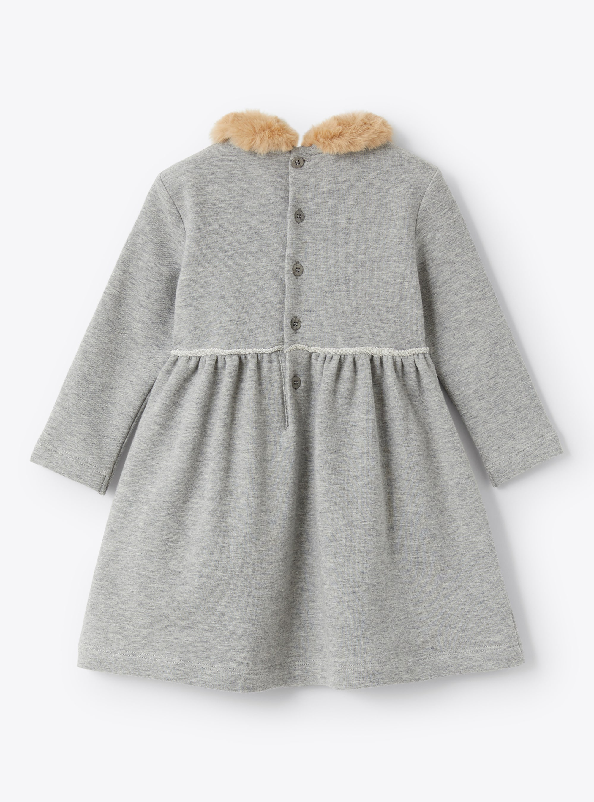 Baby girls' dress with faux fur inserts - Grey | Il Gufo