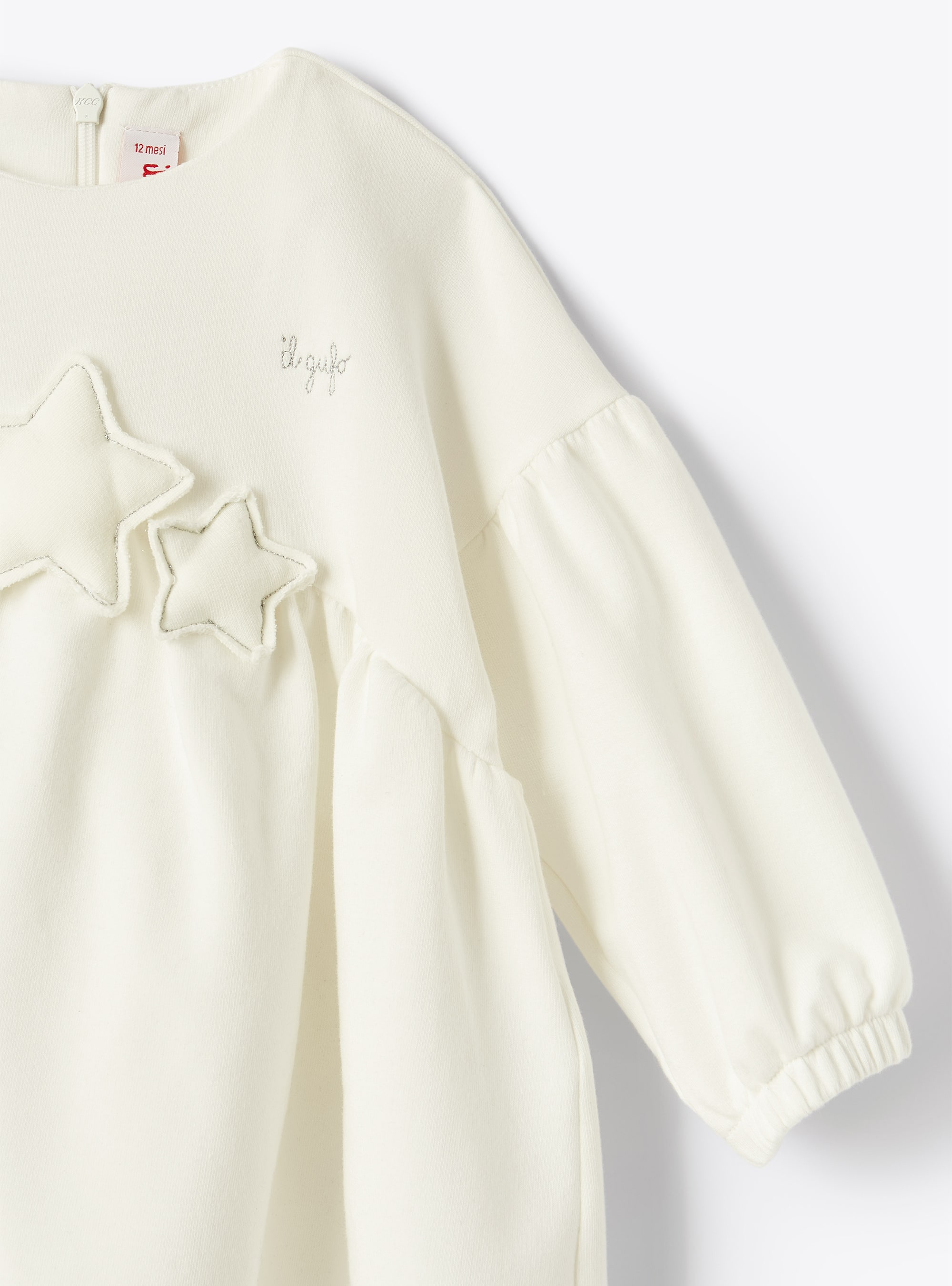 Sweatshirt-Kleid mit Sternen - Weiss | Il Gufo