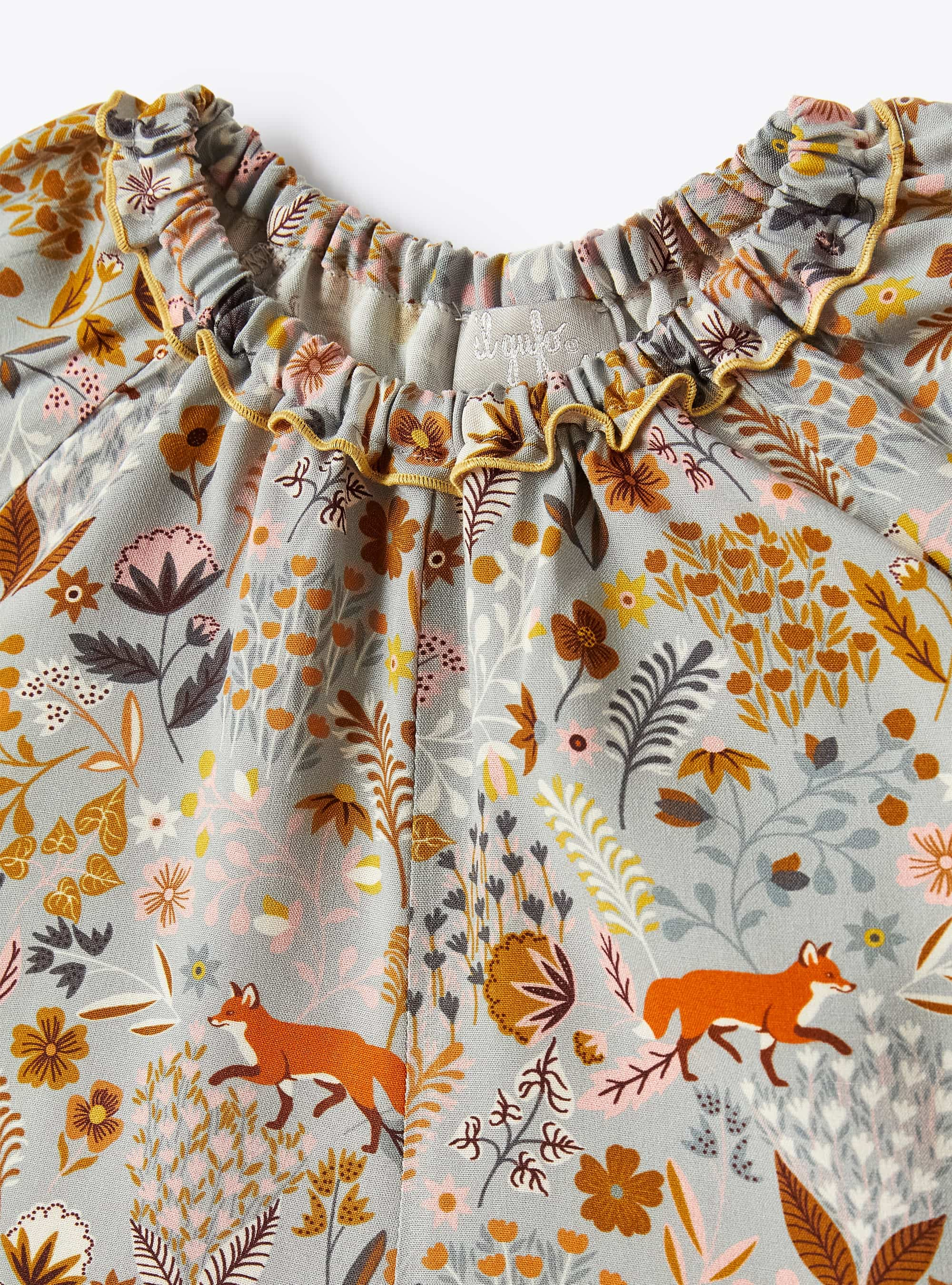 Fox patterned flounce dress - Grey | Il Gufo