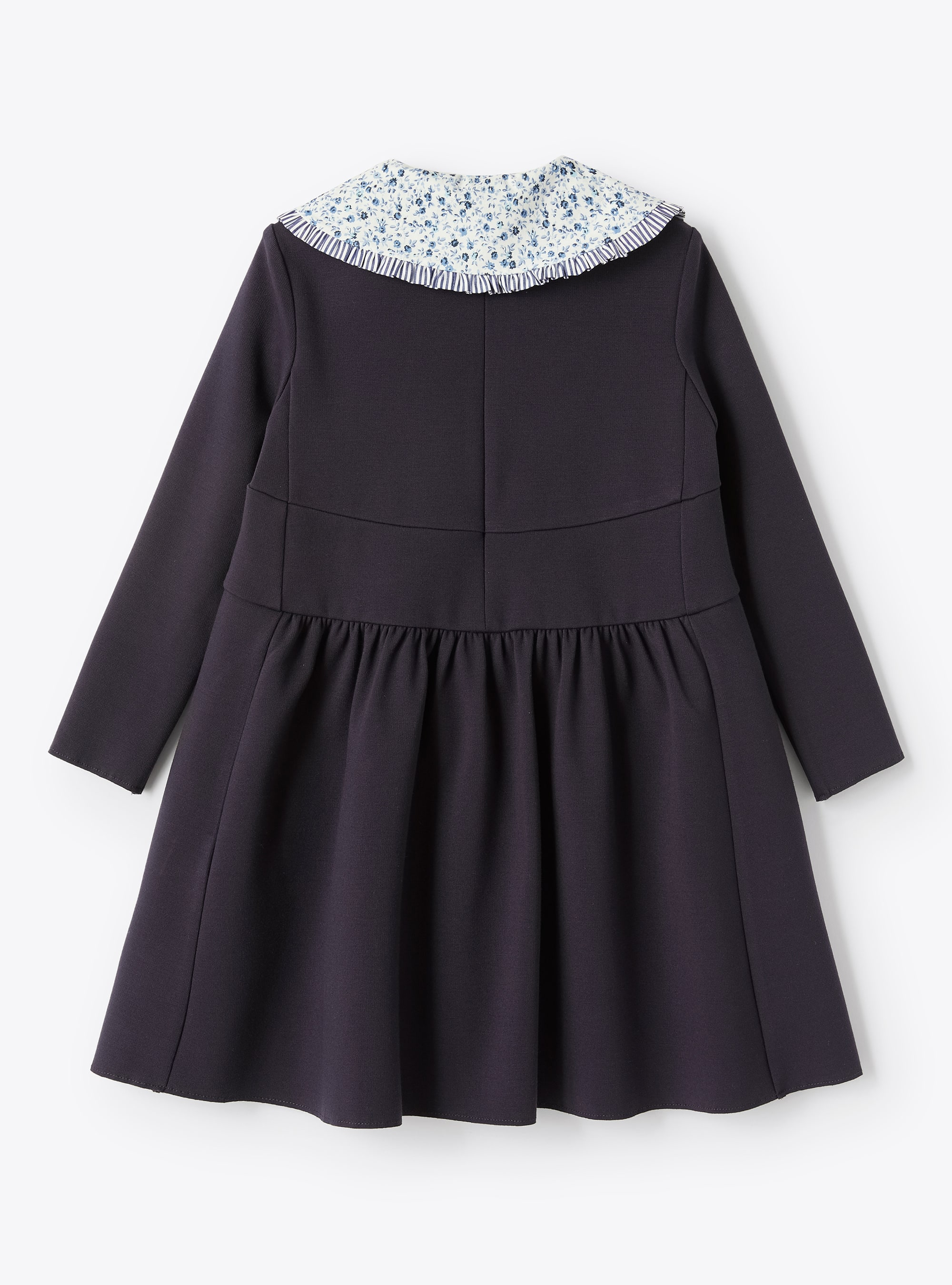 Navy dress with print patterned collar - Blue | Il Gufo