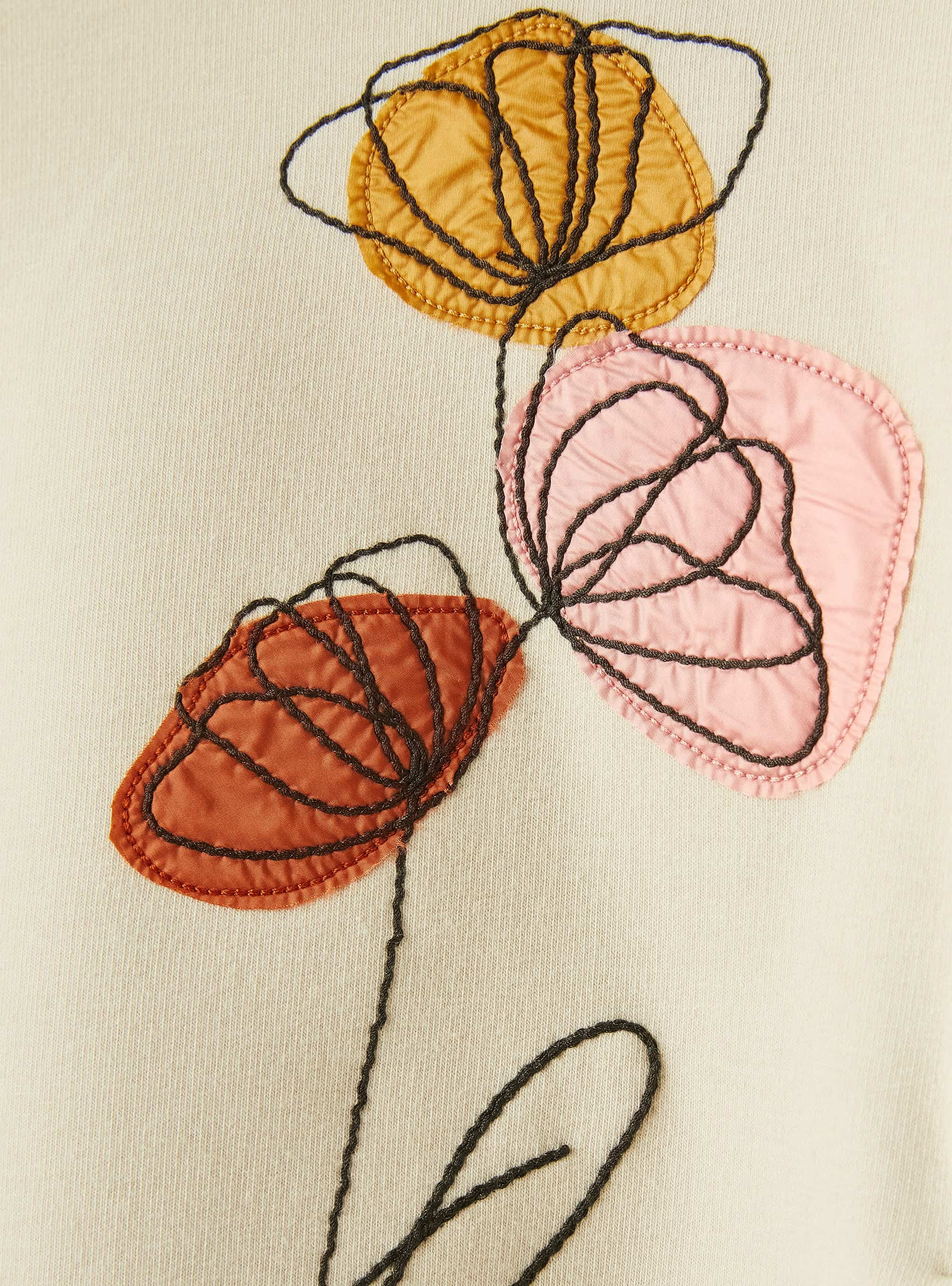 Floral embroidery fleece dress - Beige | Il Gufo