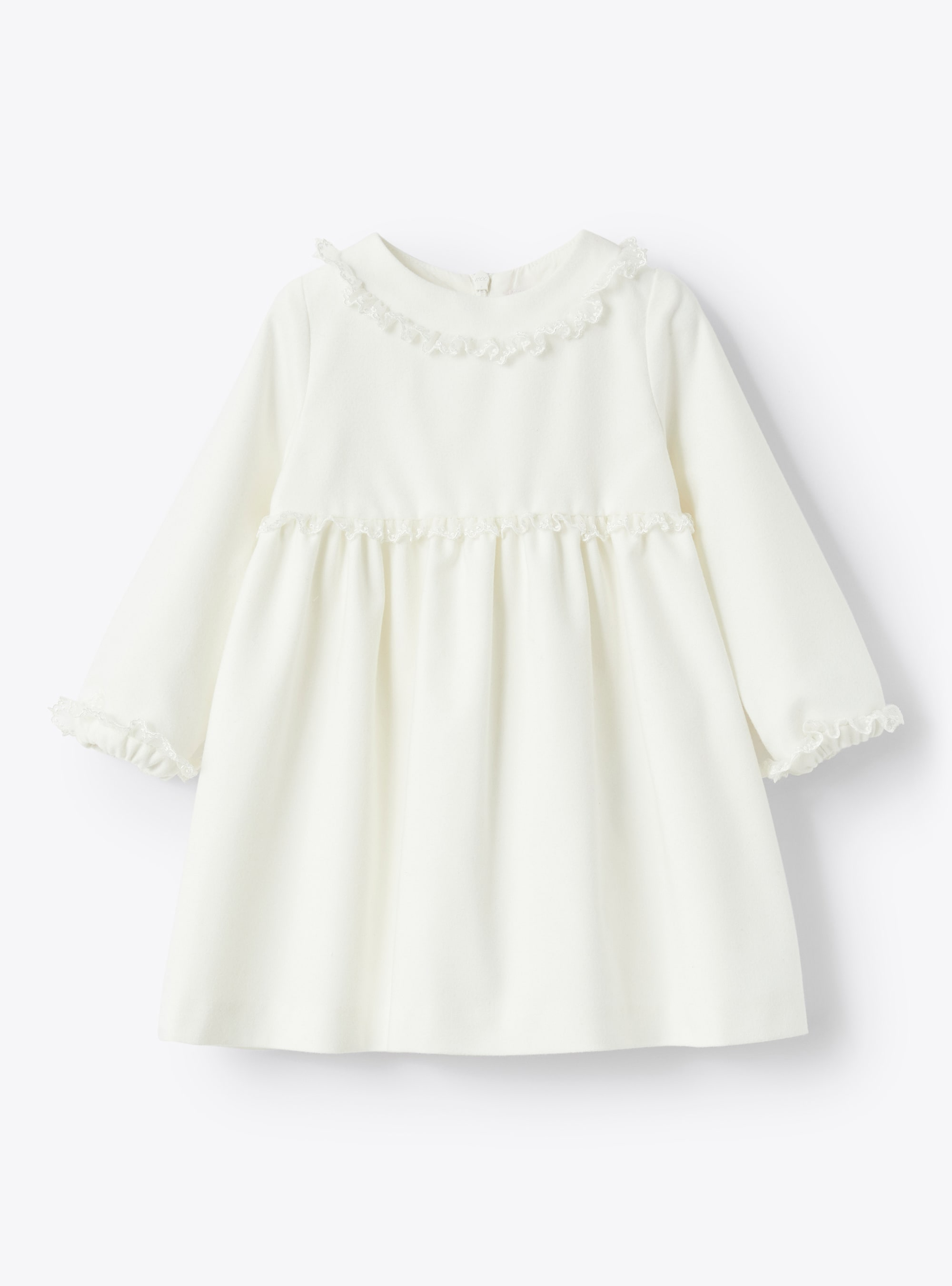 Kleid aus weißem Tecnowool mit Stickereien - Kleider - Il Gufo