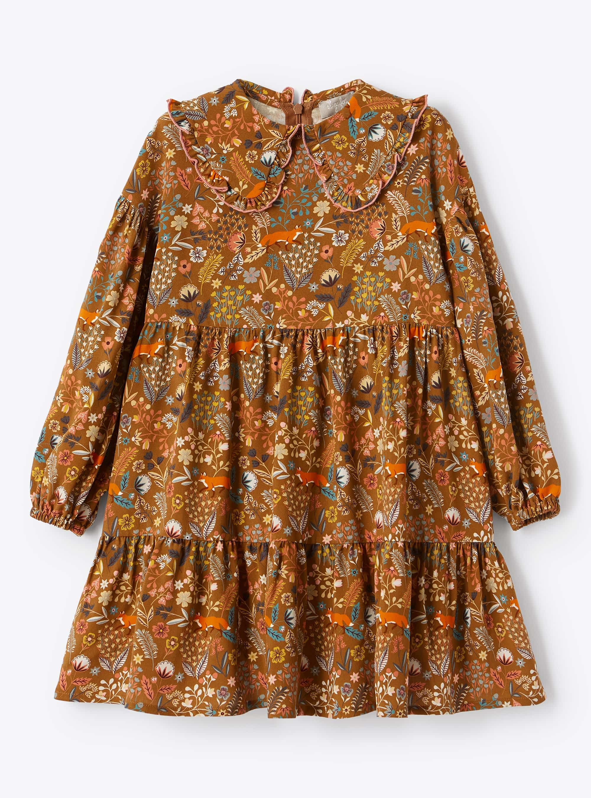 Fox patterned dress with maxi collar - Dresses - Il Gufo