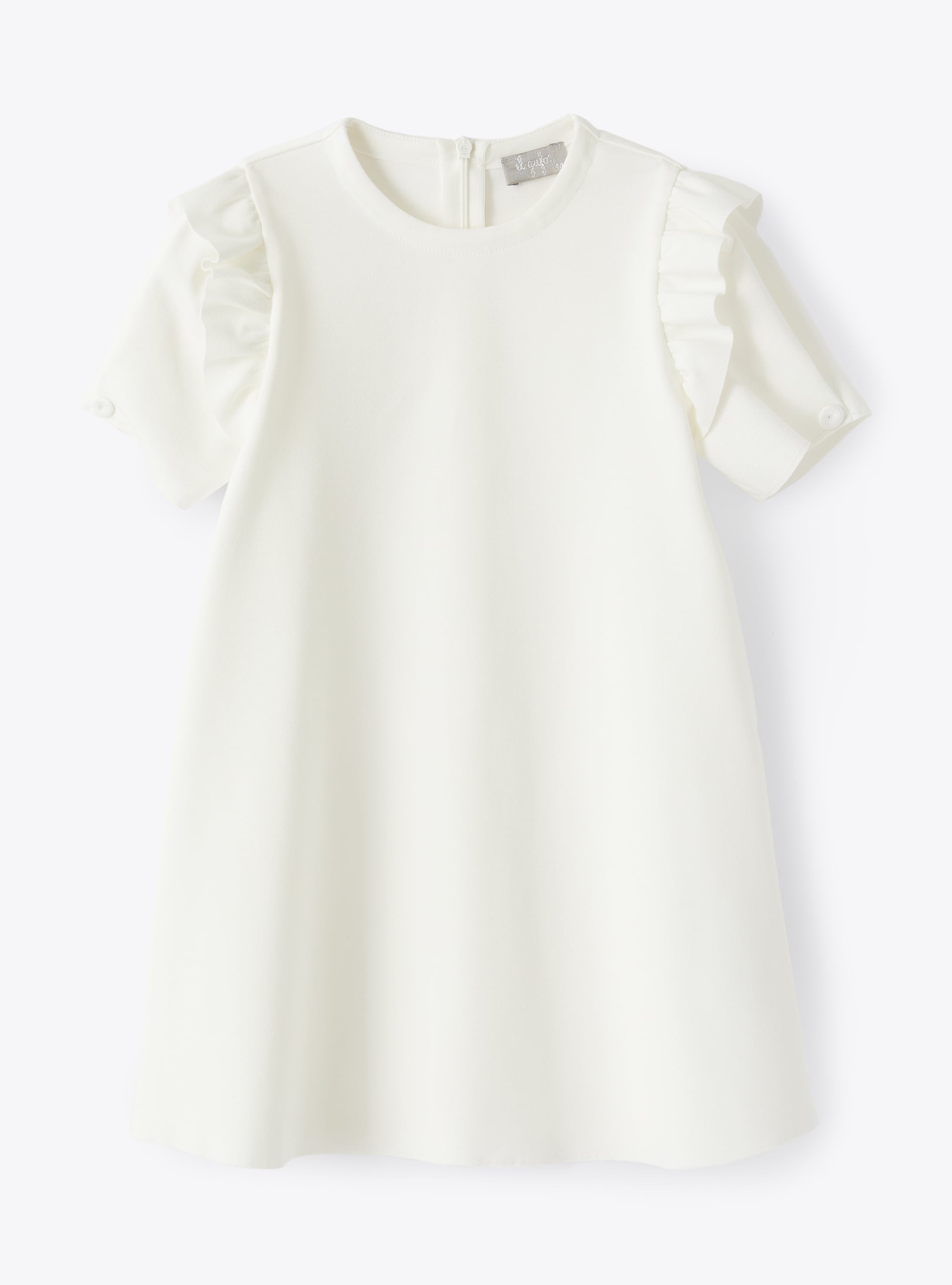 Milk white short-sleeve dress - White | Il Gufo
