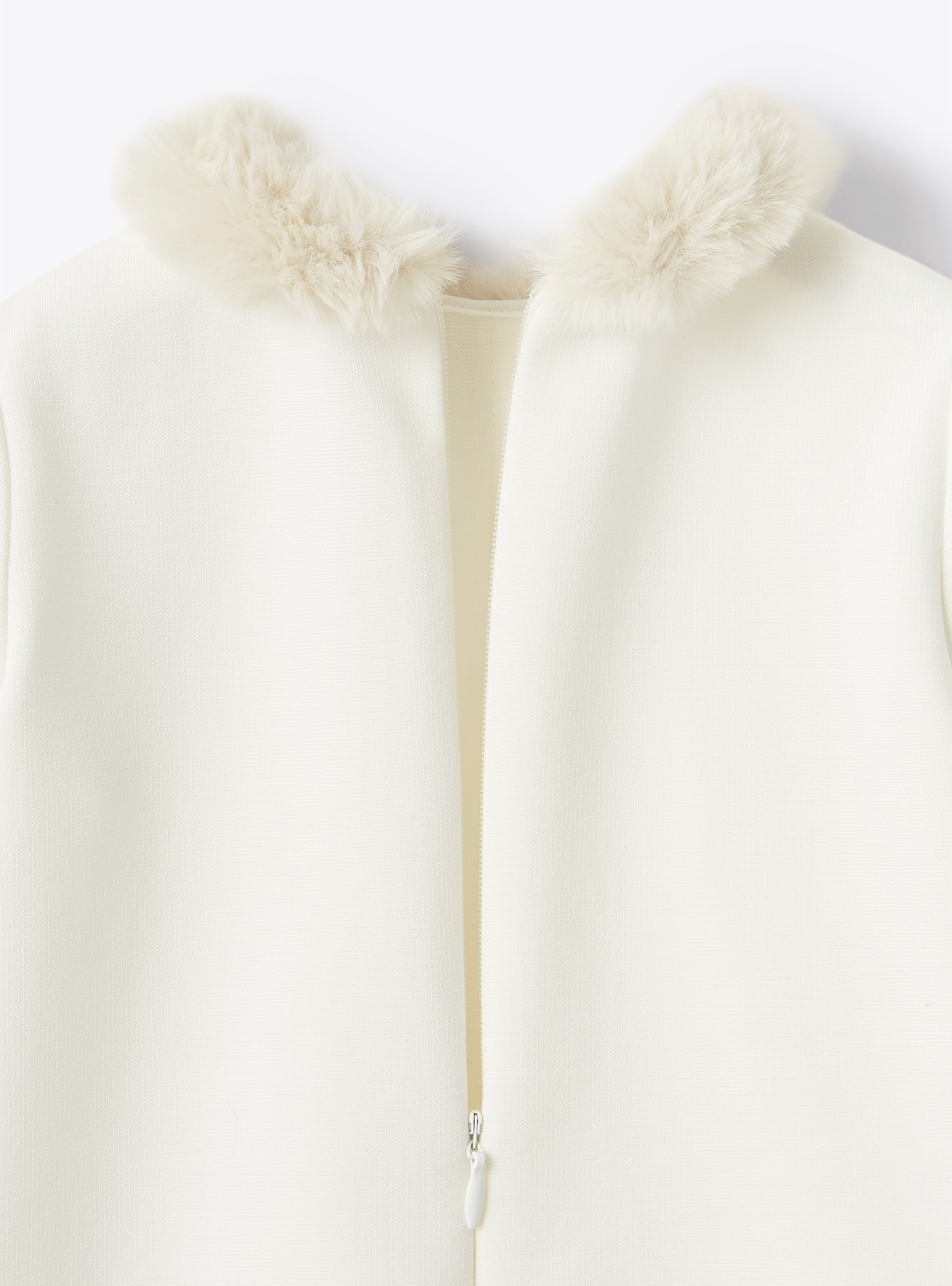 Robe à manches courtes avec empiècements en fourrure synthétique - Blanc | Il Gufo