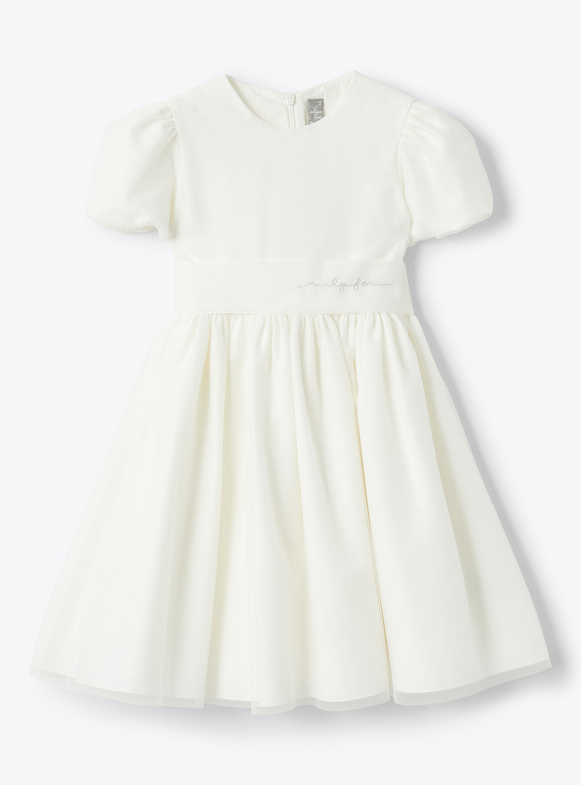 White puff sleeve tulle dress - White | Il Gufo