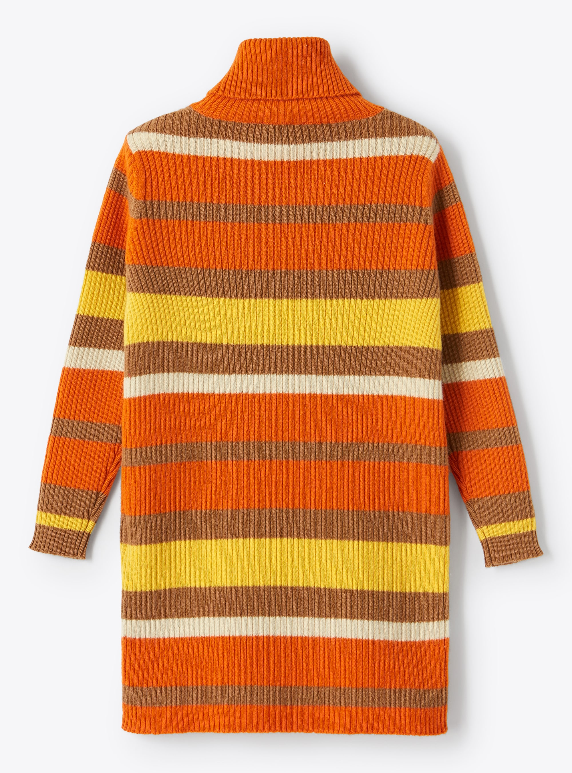 Robe en laine mérinos à rayures multicolores - Orange | Il Gufo