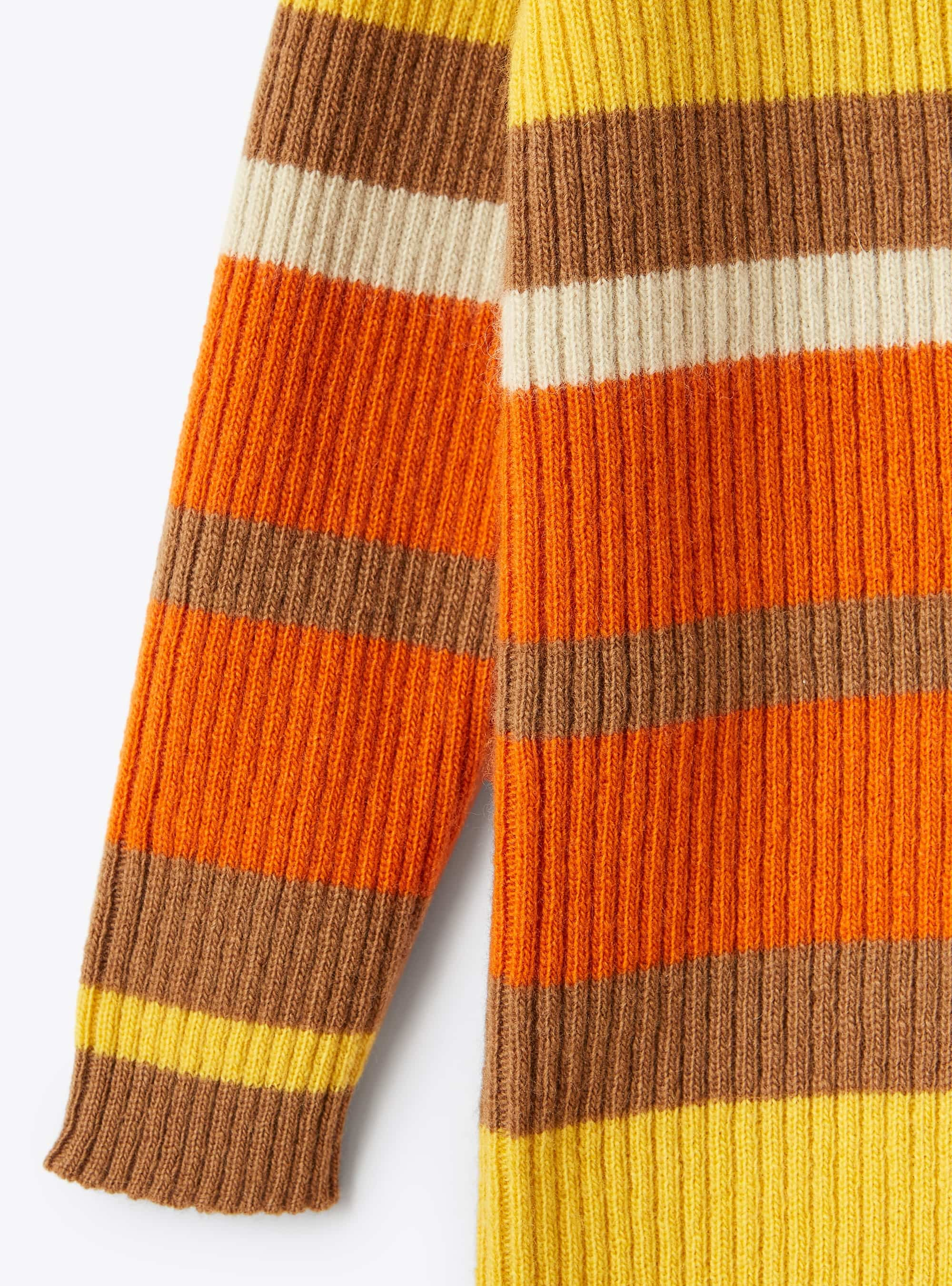 Robe en laine mérinos à rayures multicolores - Orange | Il Gufo