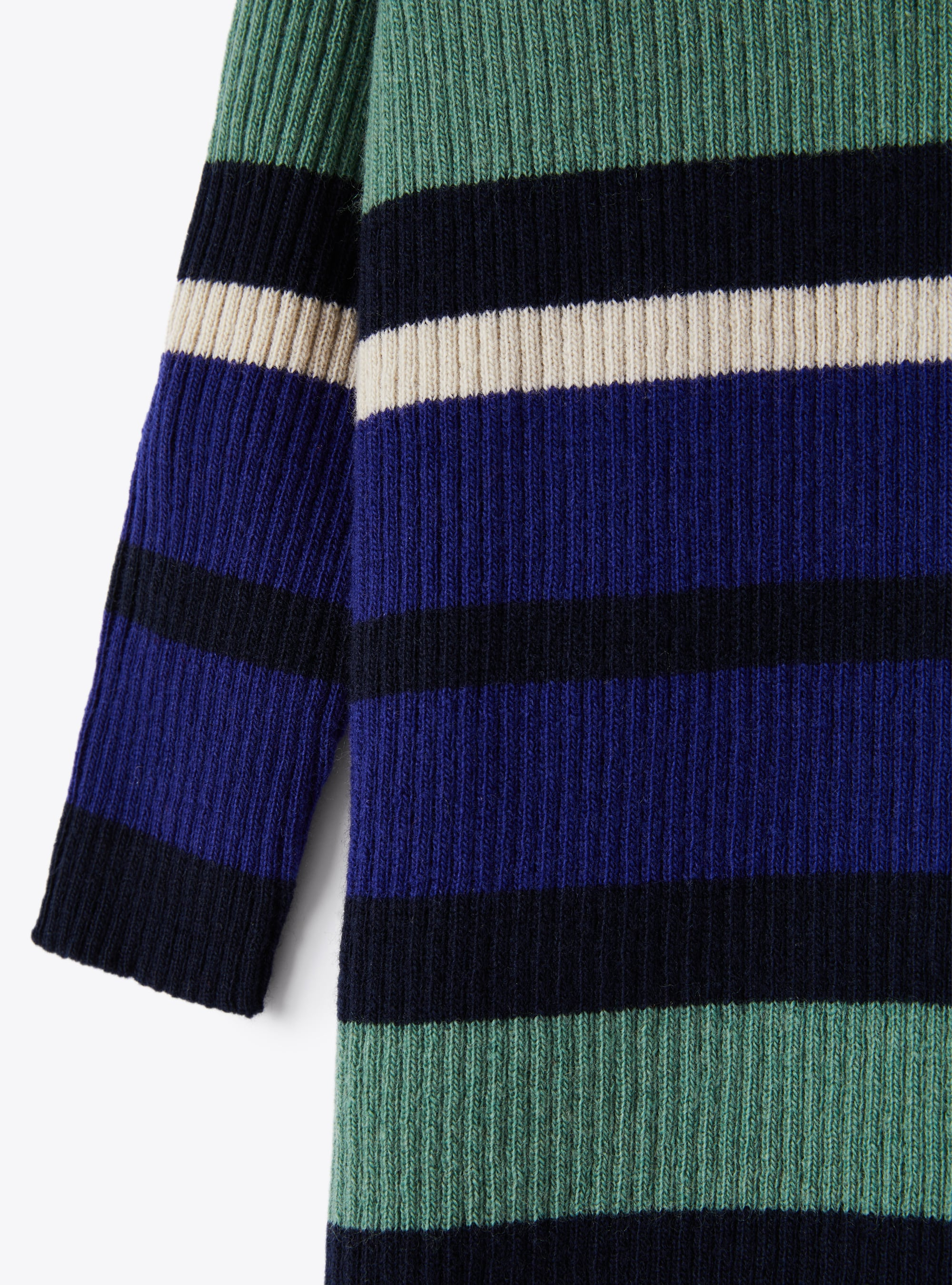Robe en laine mérinos à rayures multicolores - Bleu | Il Gufo