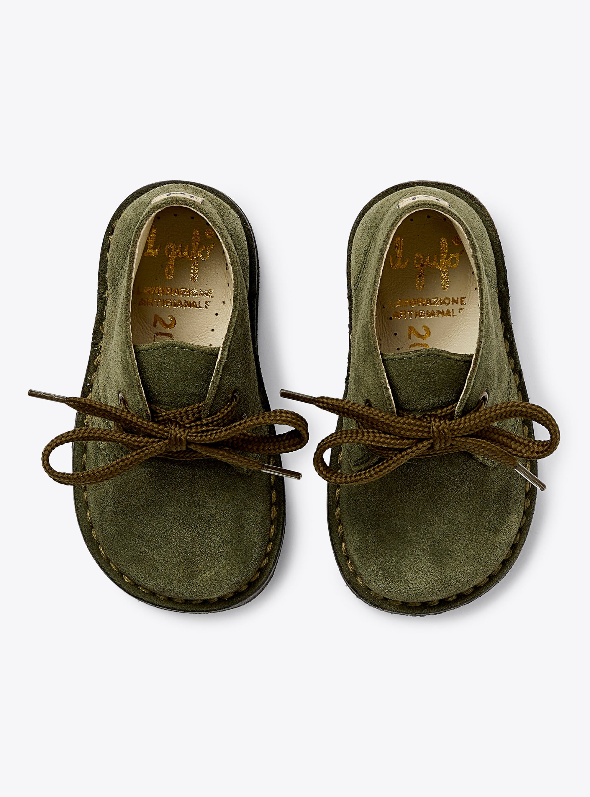 Green suede baby shoes - Green | Il Gufo