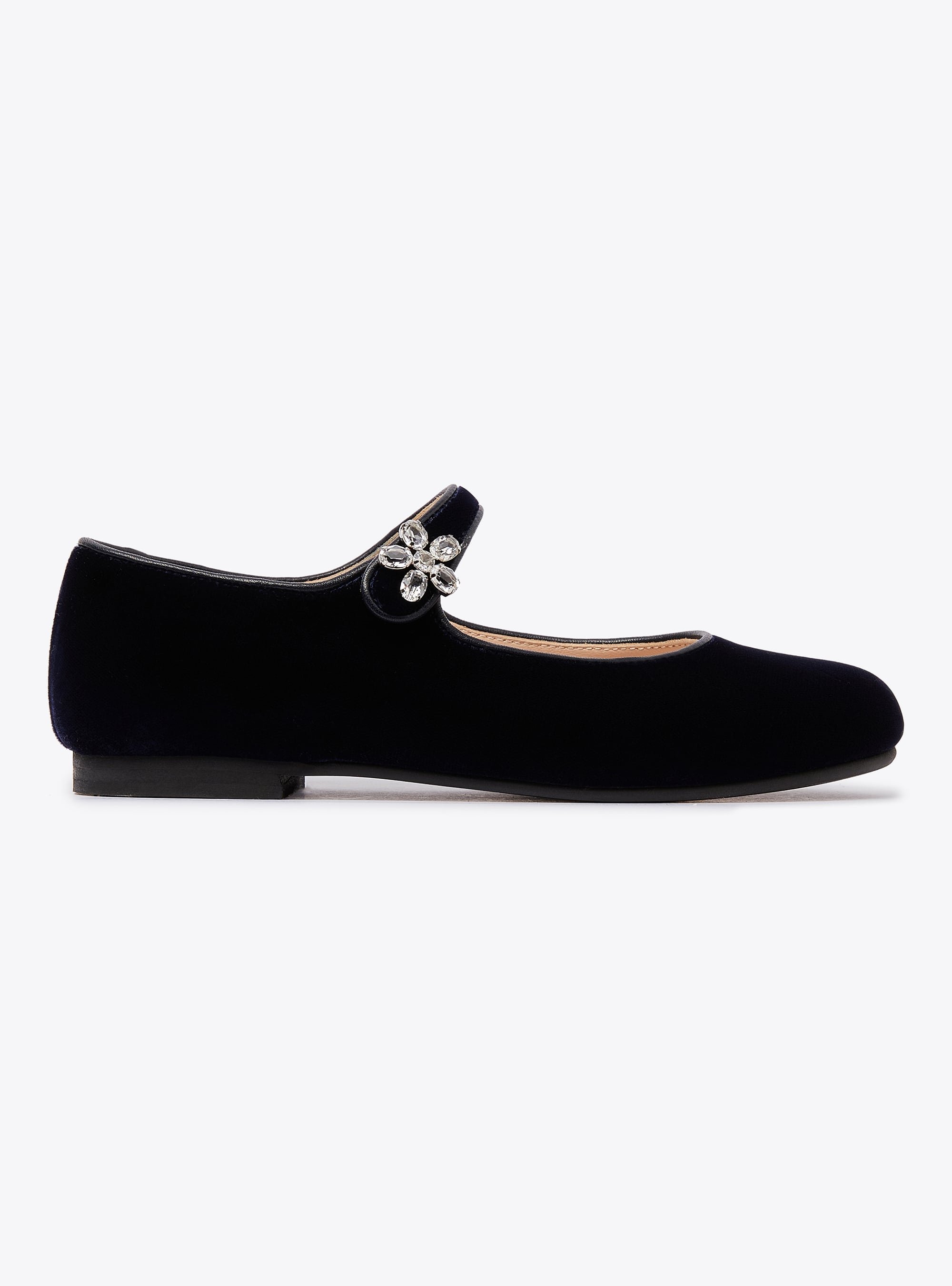 Navy velvet ballet flats with crystals - Blue | Il Gufo