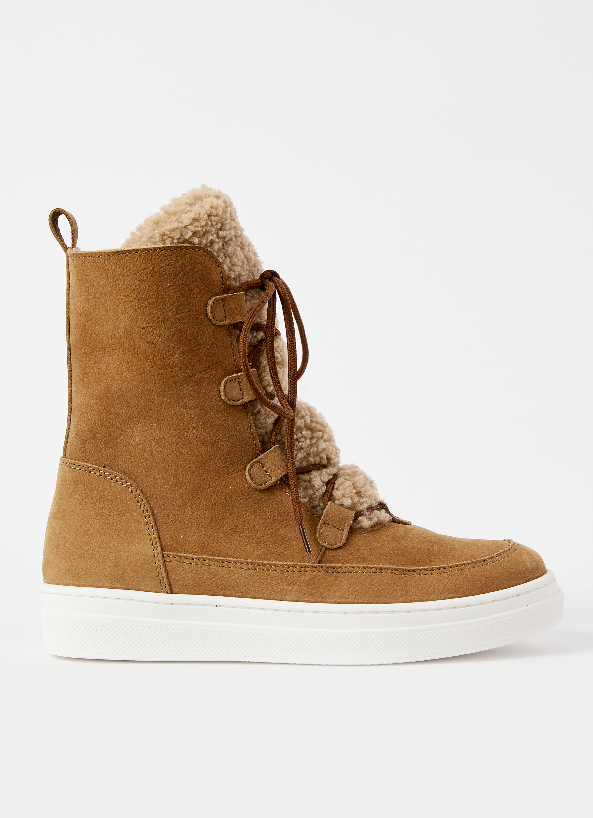 Nubuck and faux shearling ankle boots - Brown | Il Gufo