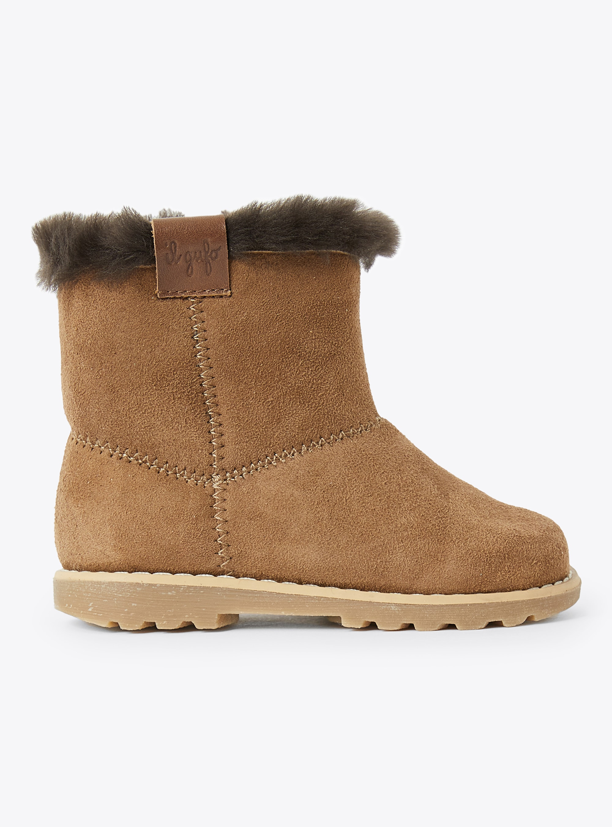 Suede ankle boots with merino lining - Brown | Il Gufo
