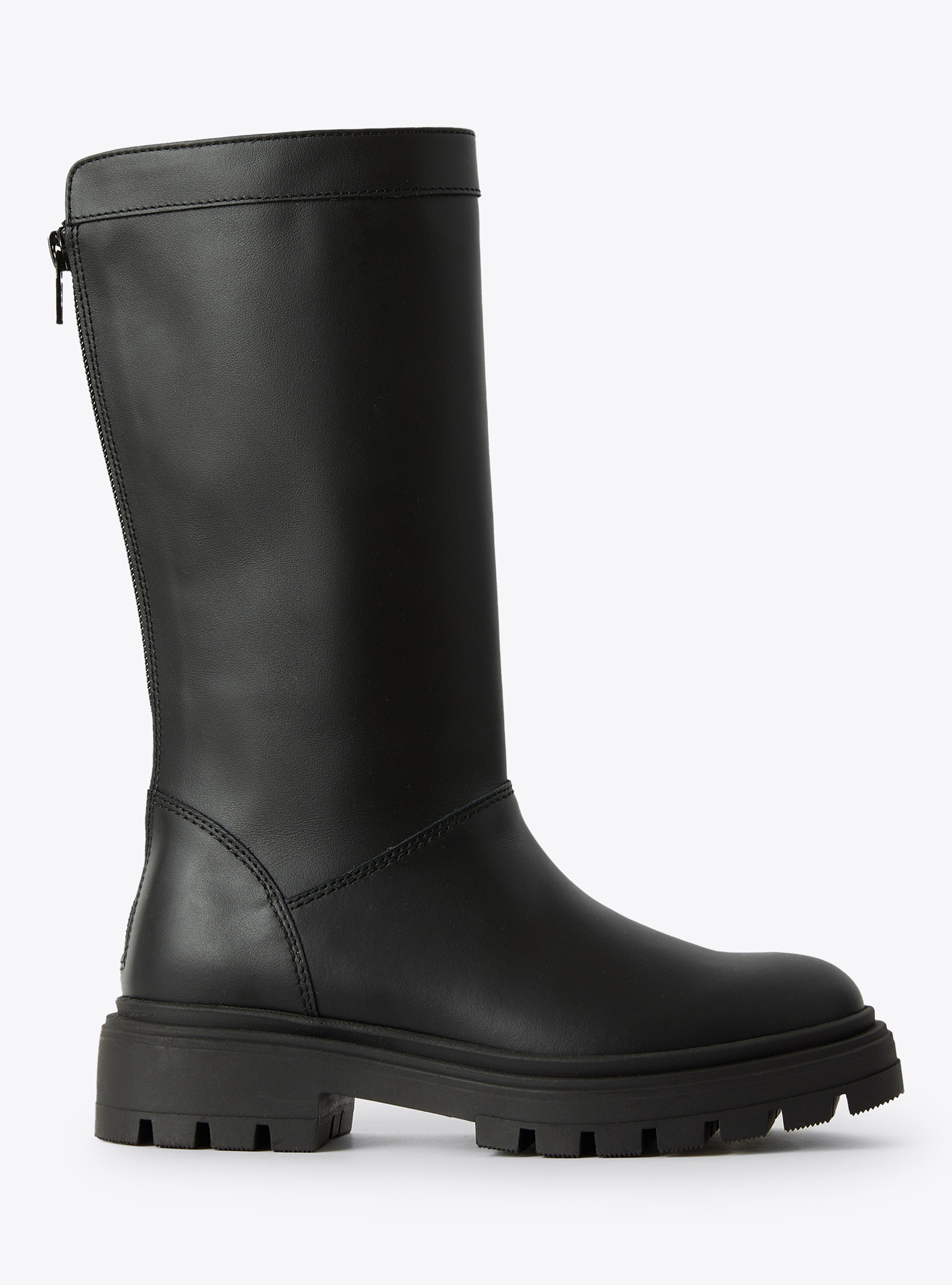 Black leather mid-calf boots - Black | Il Gufo
